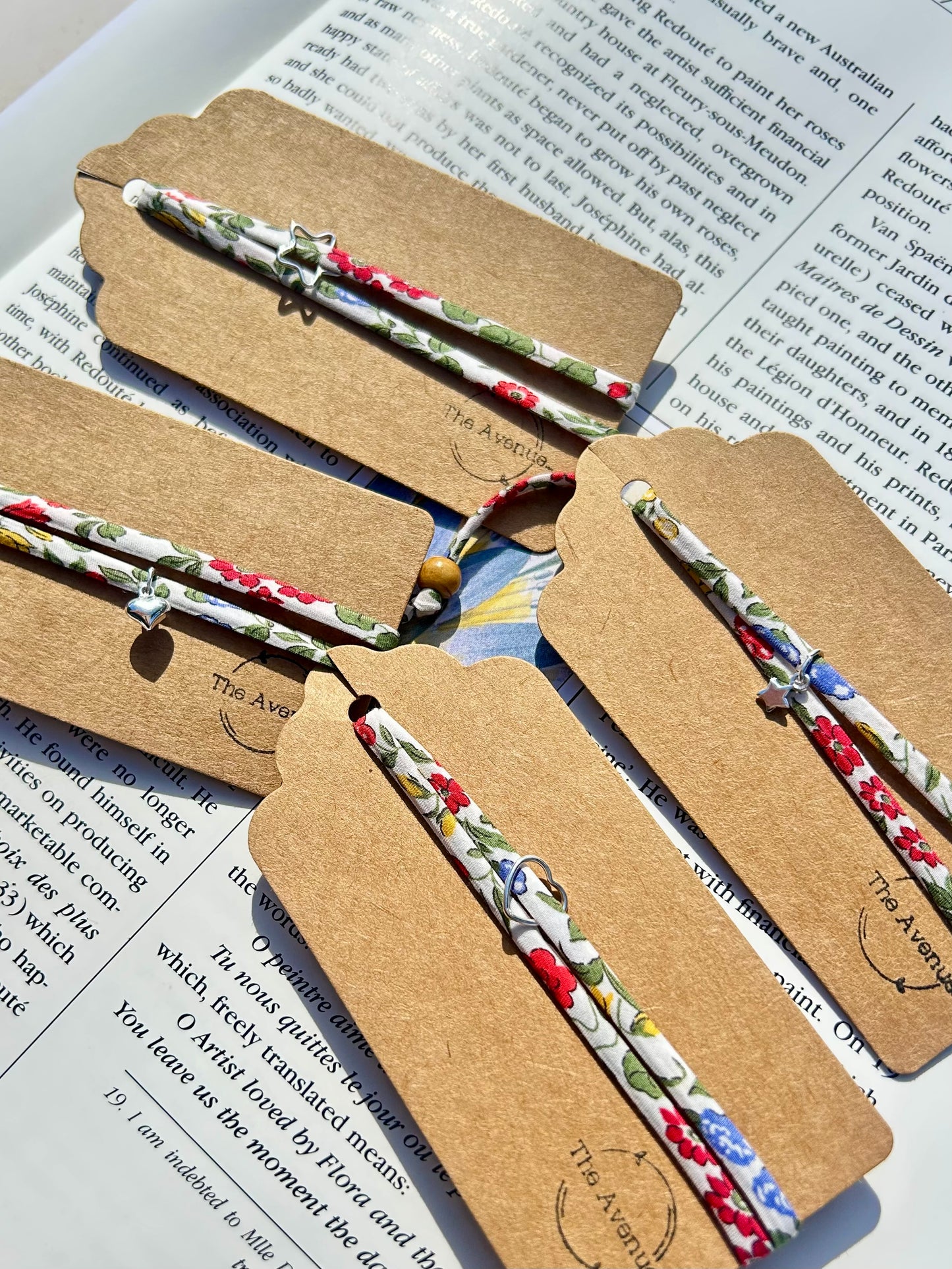 Fabric Bracelet Lilibet Buckingham Liberty – Open Heart Charm