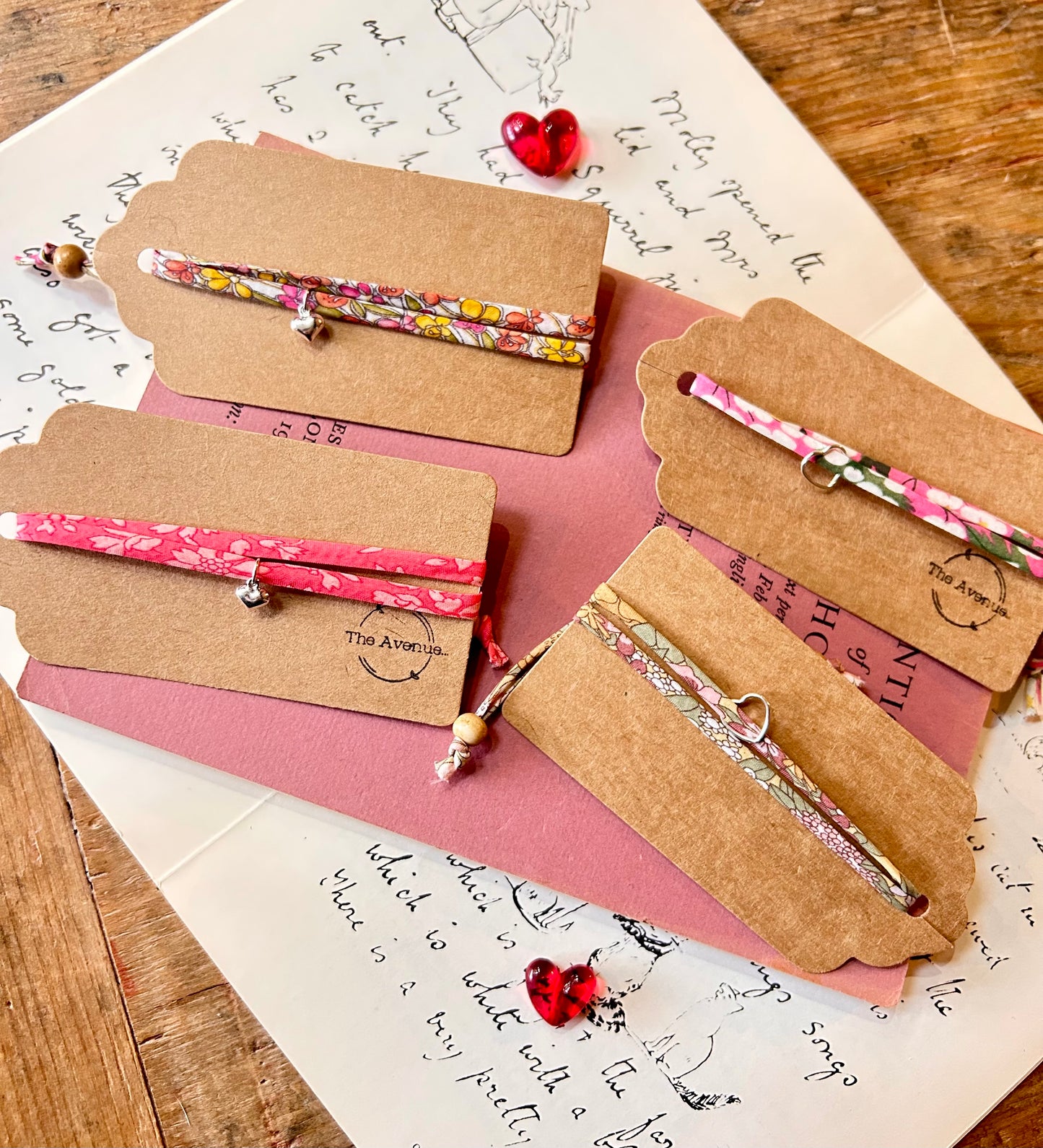 Fabric bracelet…Liberty of London (Ciara Sahara)(open heart)