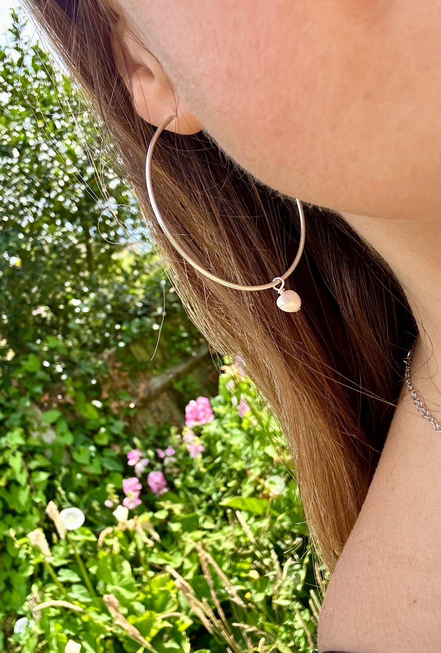 Freshwater Pearl big Hoops