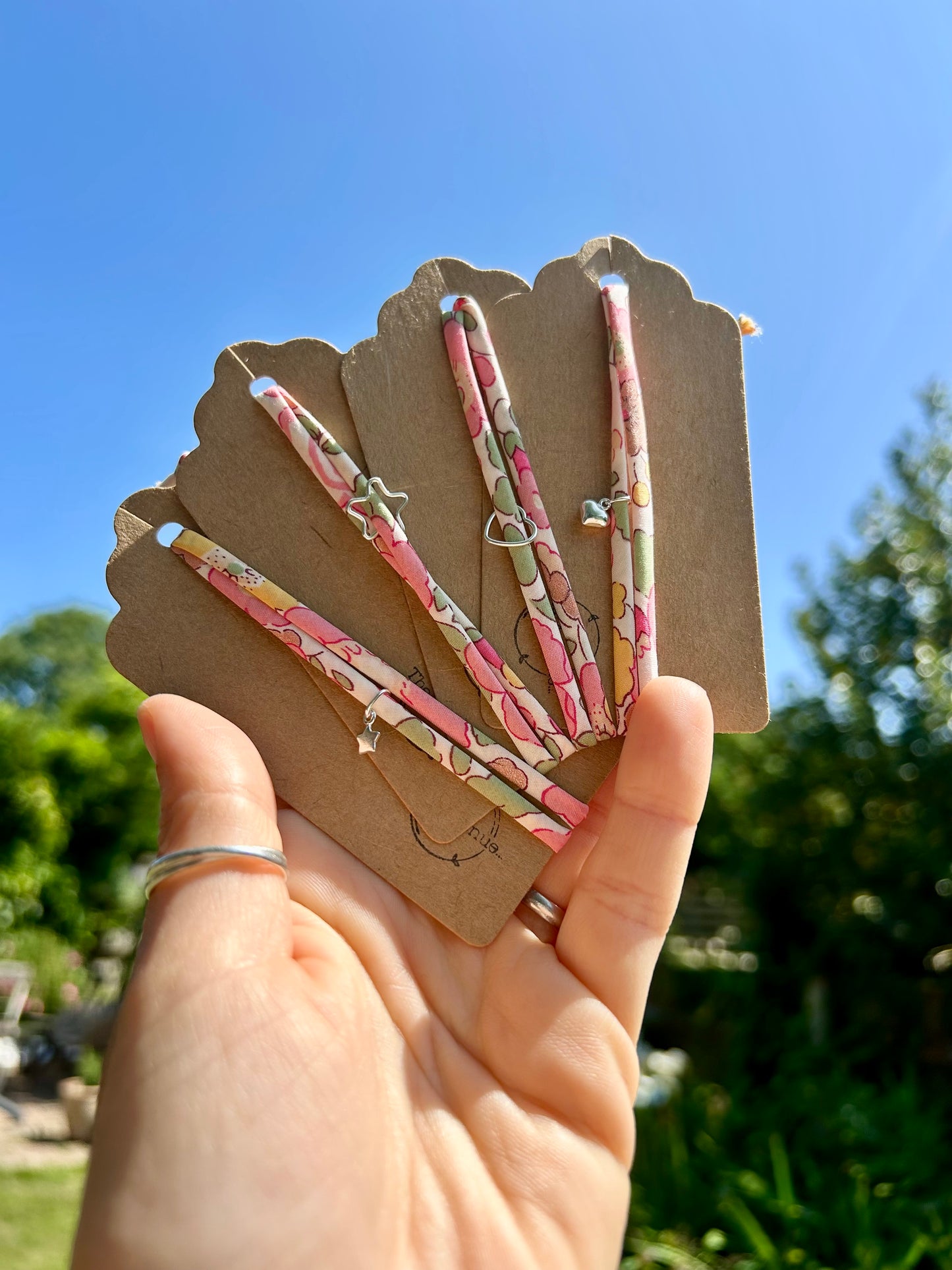 Fabric bracelet…Liberty of London Betsy rose vanilla (solid star)