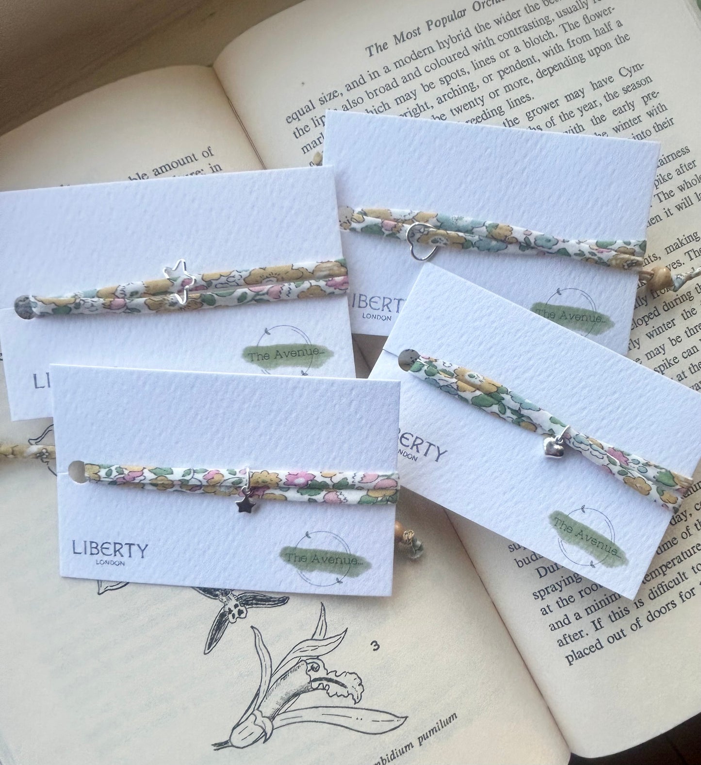 Fabric bracelet Betsy Ann Yellow Liberty – Sterling Silver Solid Star