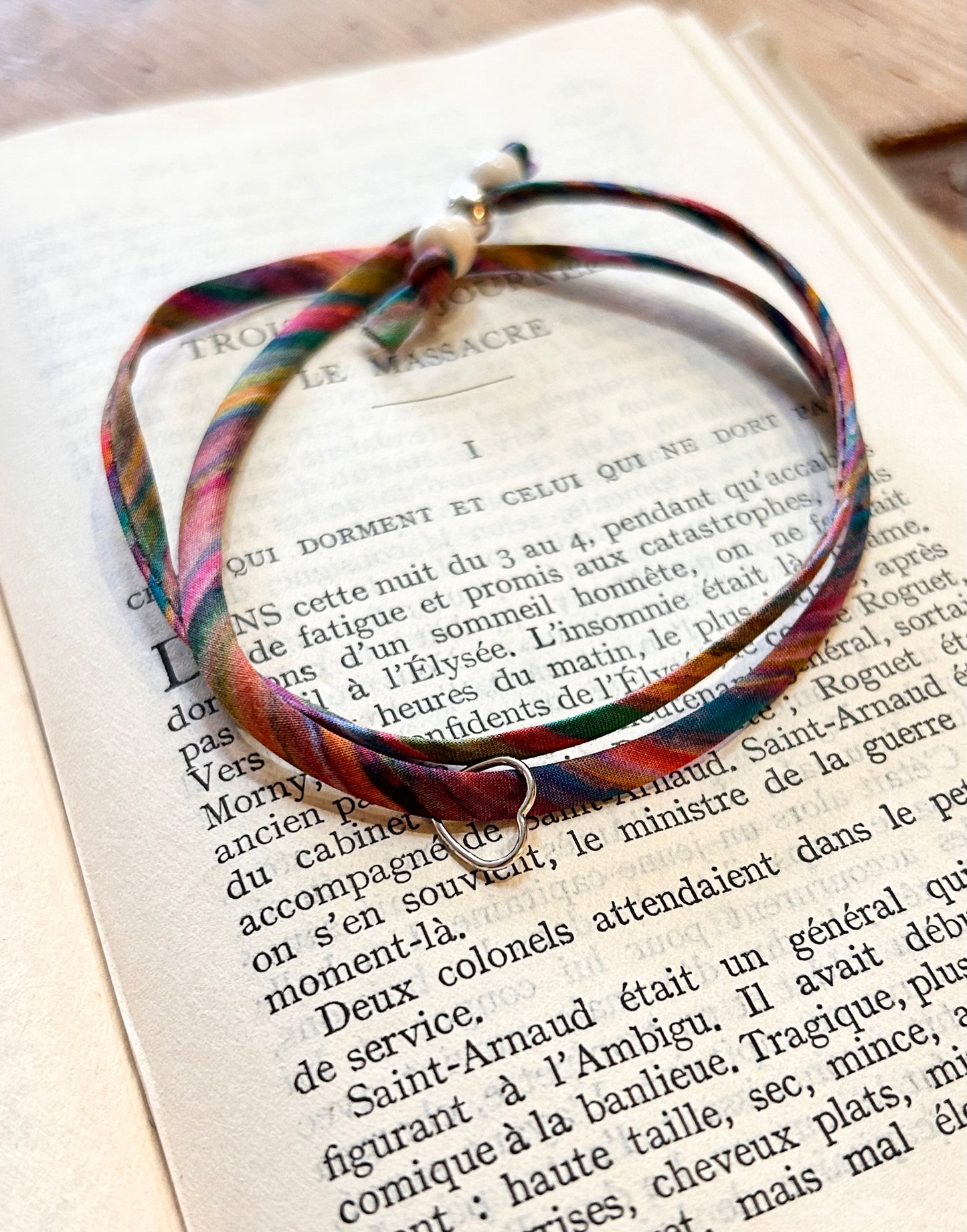Fabric bracelet…Liberty of London multi stripe (open heart) Art