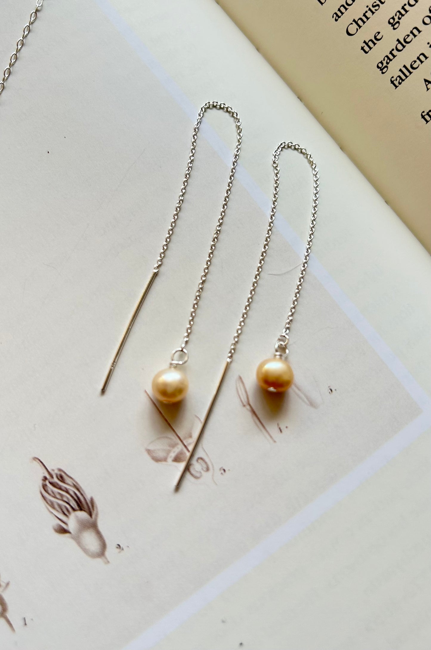 Freshwater Pearl Threader Earrings – Golden Yellow Pearl