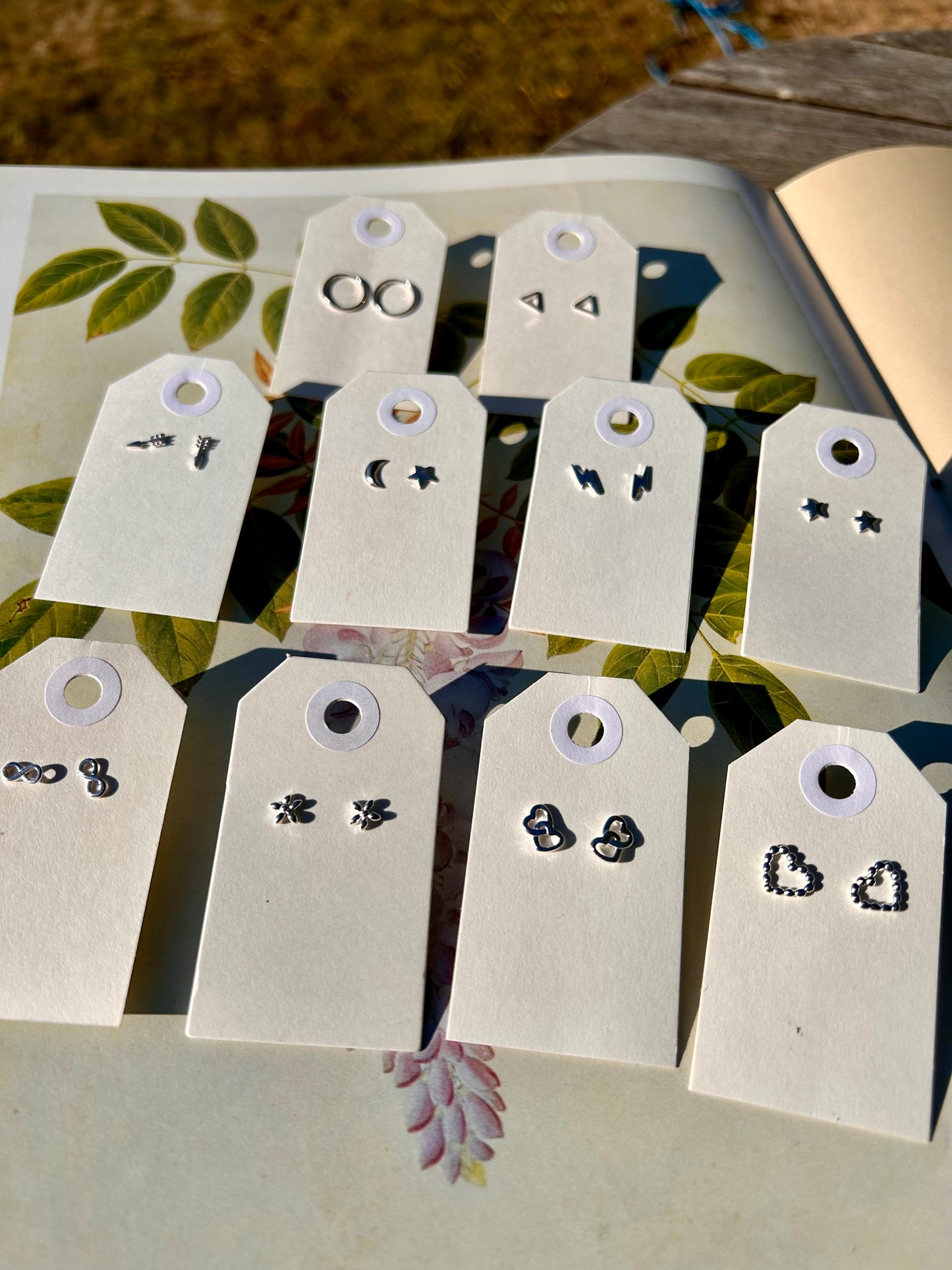 Beaded heart stud earrings