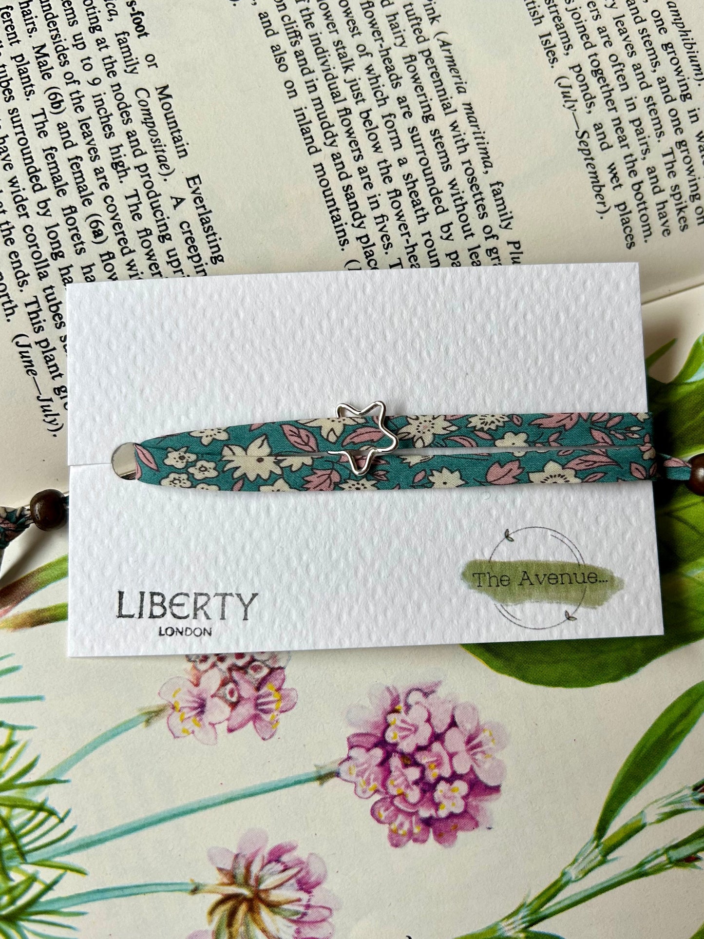 Liberty of London Daisy Daisy Fabric Bracelet – Sterling Silver open star Charm