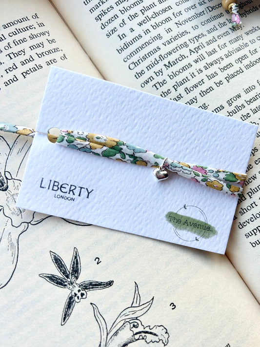 Fabric bracelet Betsy Ann Yellow Liberty Bracelet – Sterling Silver Solid Heart