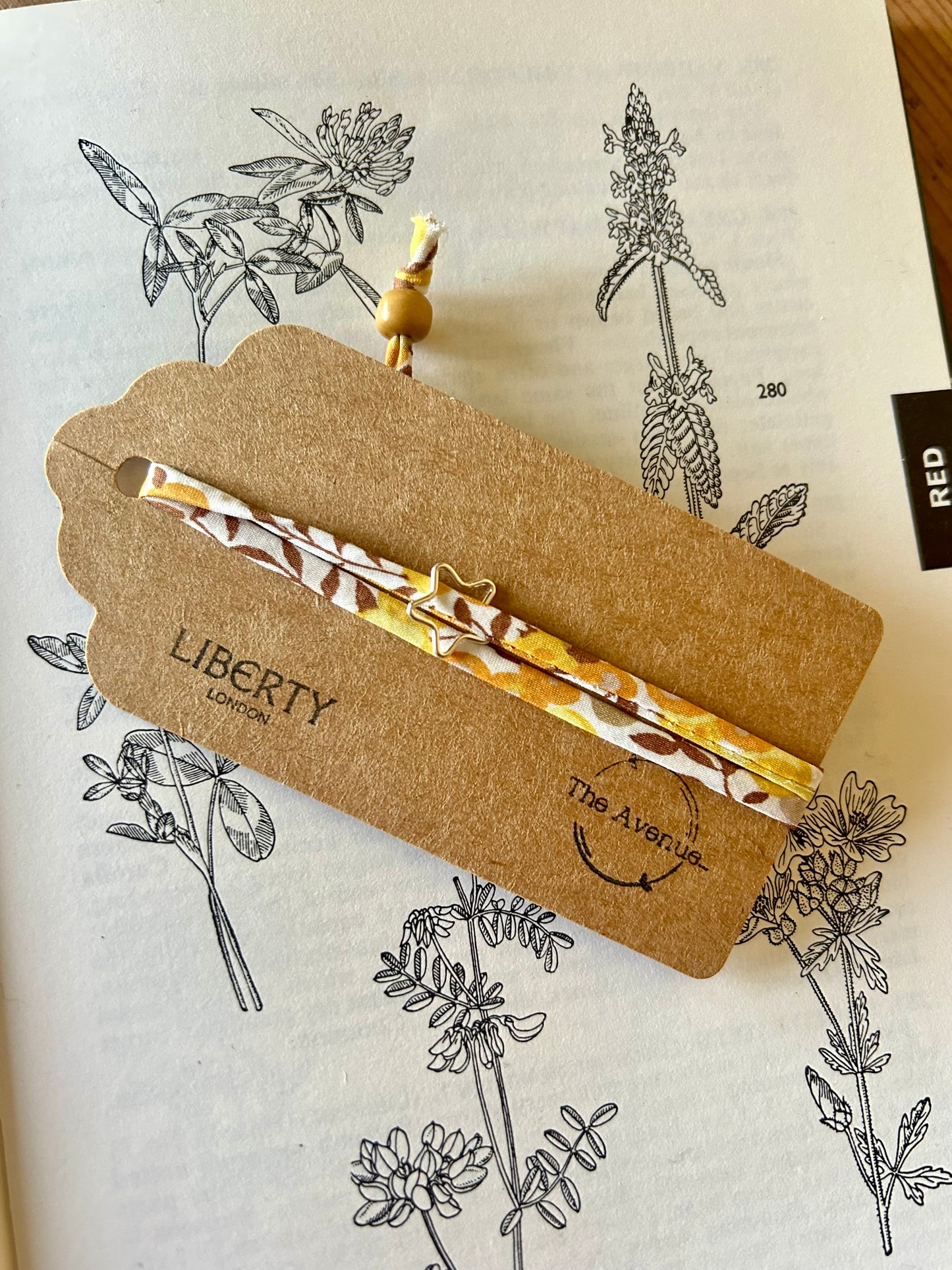 Fabric bracelet…Liberty of London Sunflower yellow (open star)