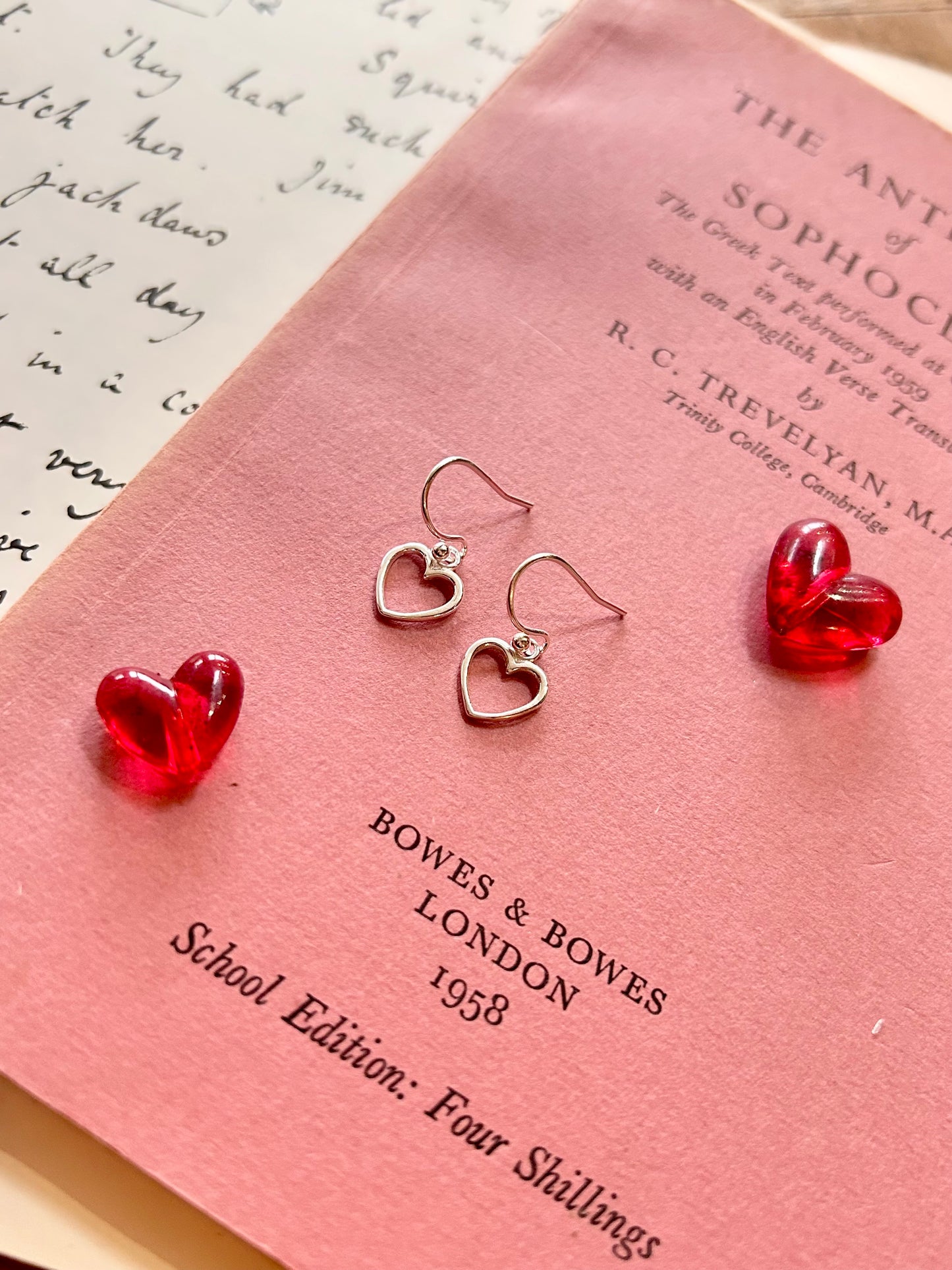 Heart drop hook earrings