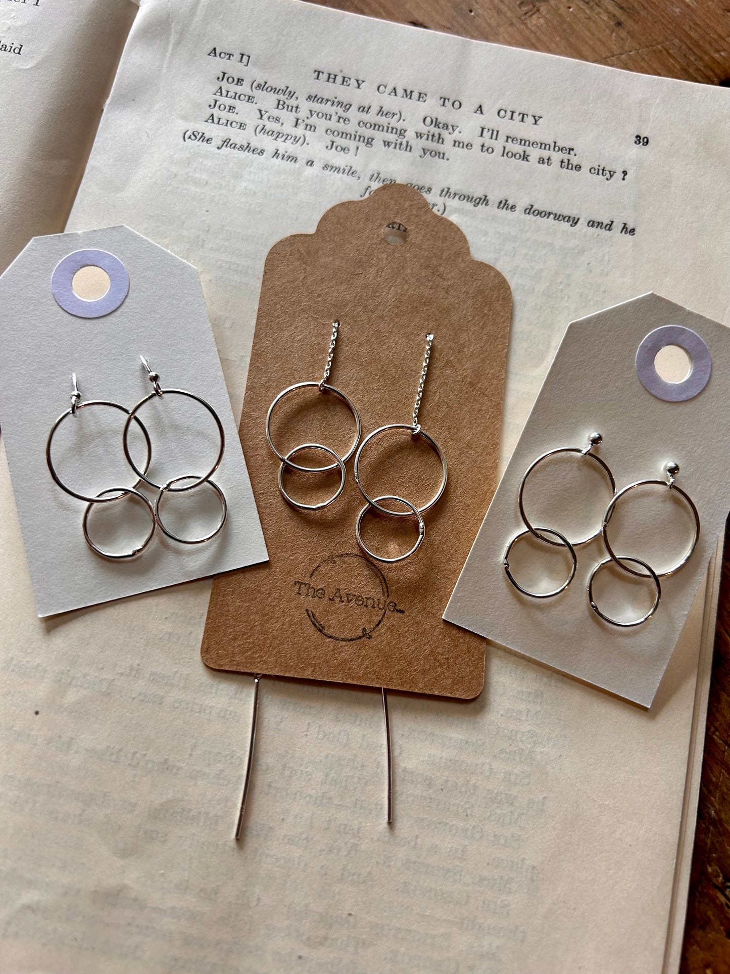 Double circle stud earrings