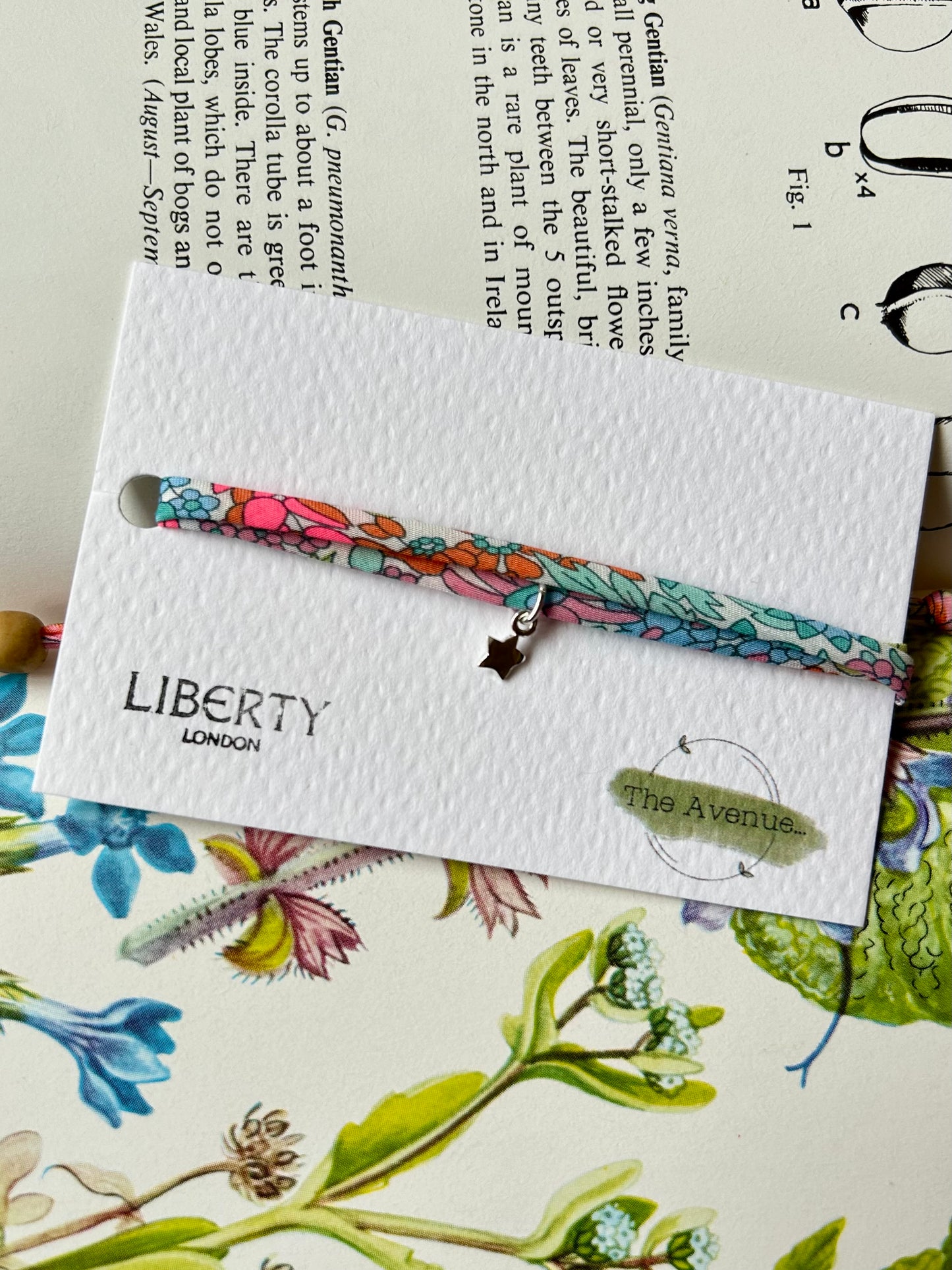 Liberty of London Margaret Annie Vahiné Fabric Bracelet – Sterling Silver solid star charm