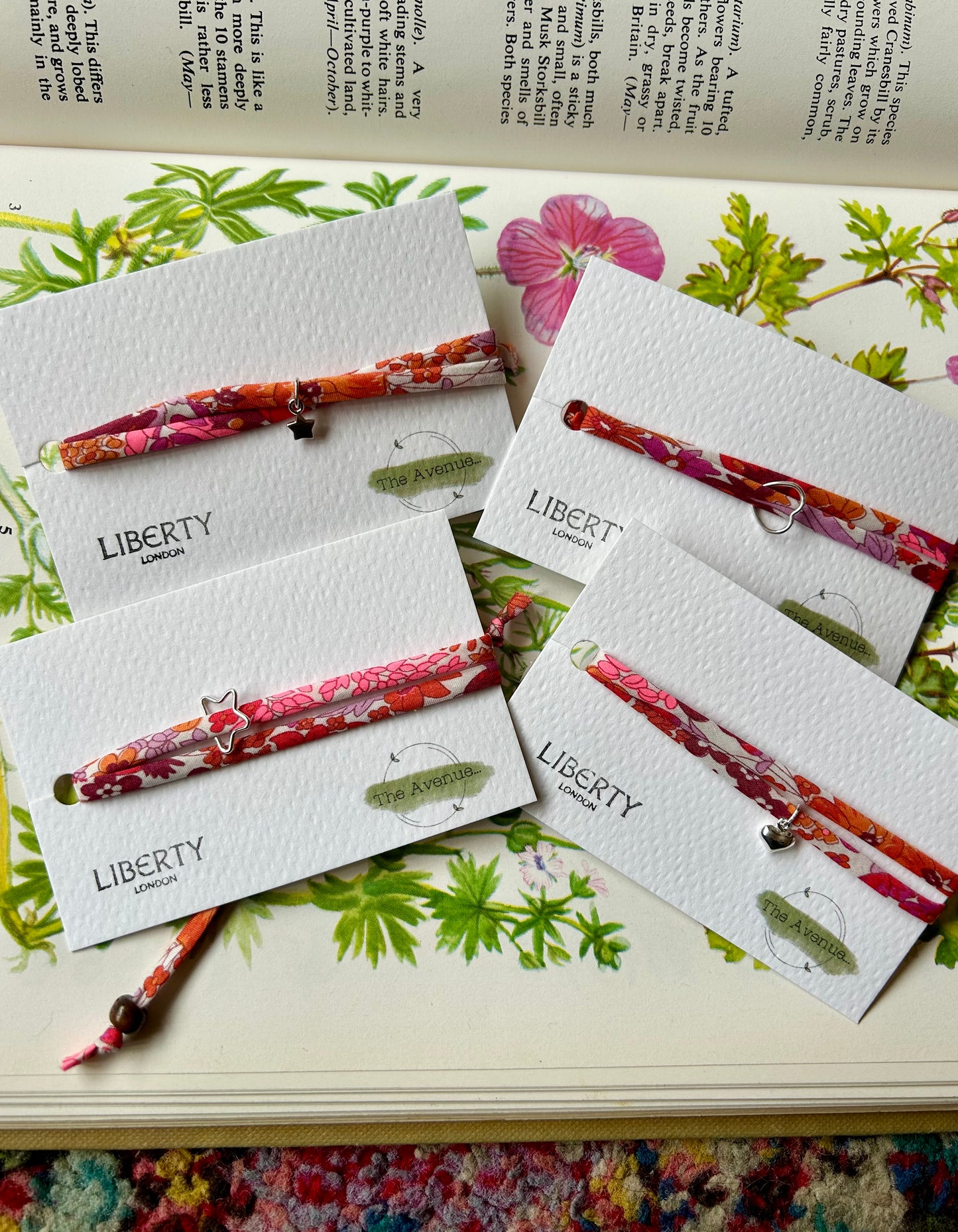 Liberty of London Margaret Annie Hibiscus Fabric Bracelet – Sterling Silver Open Star Charm