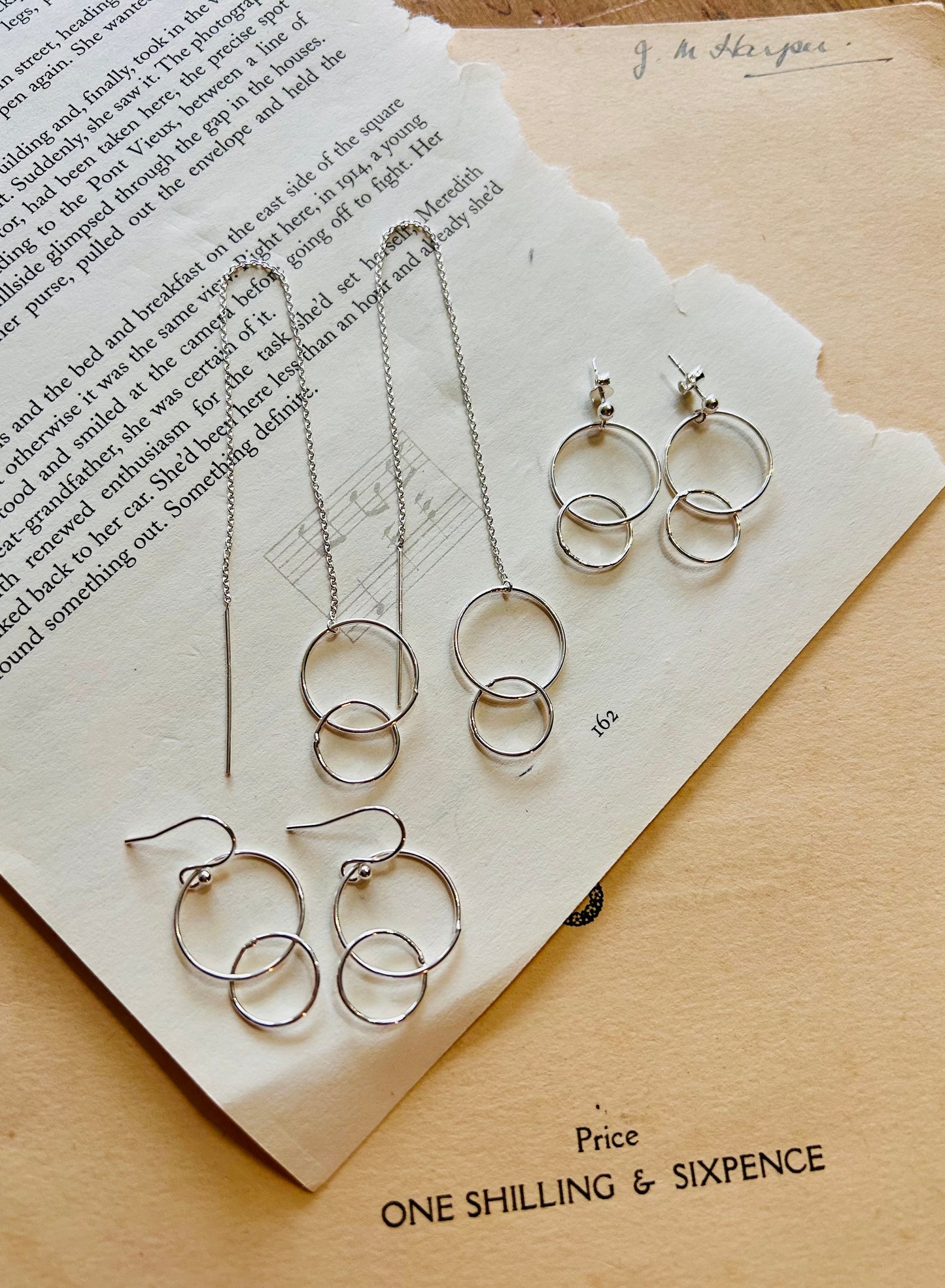 Double circle threader earrings