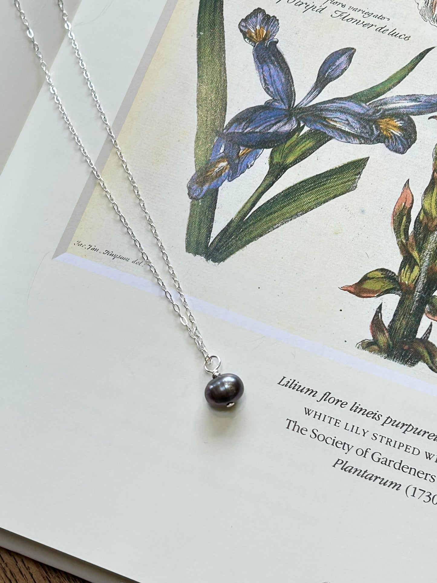 Freshwater pearl necklace - peacock blue pearl