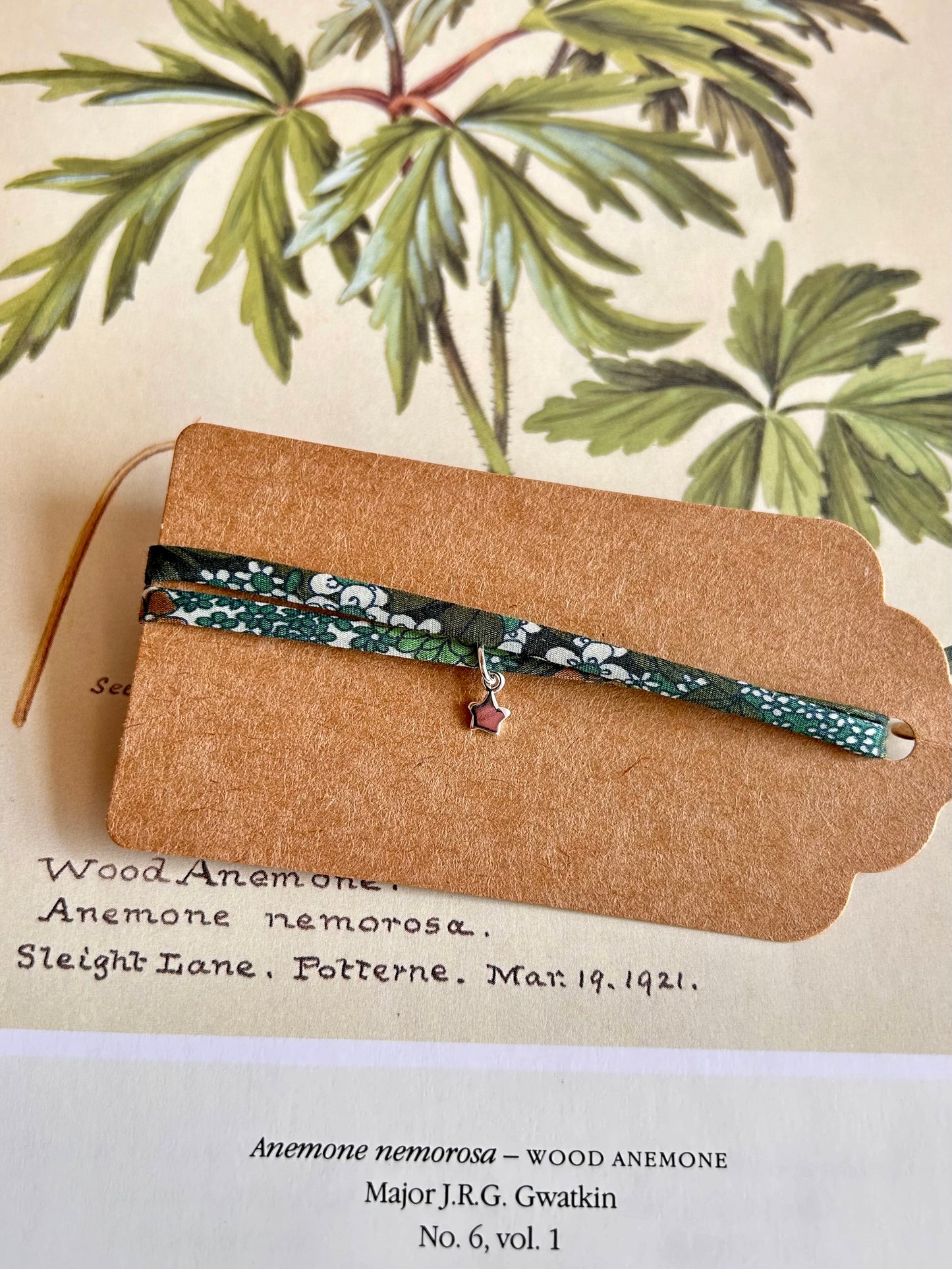 Fabric bracelet…Liberty of London (solid star) Ciara green floral.