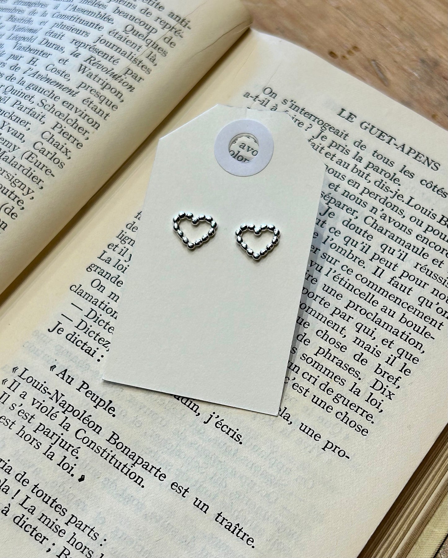 Beaded heart stud earrings