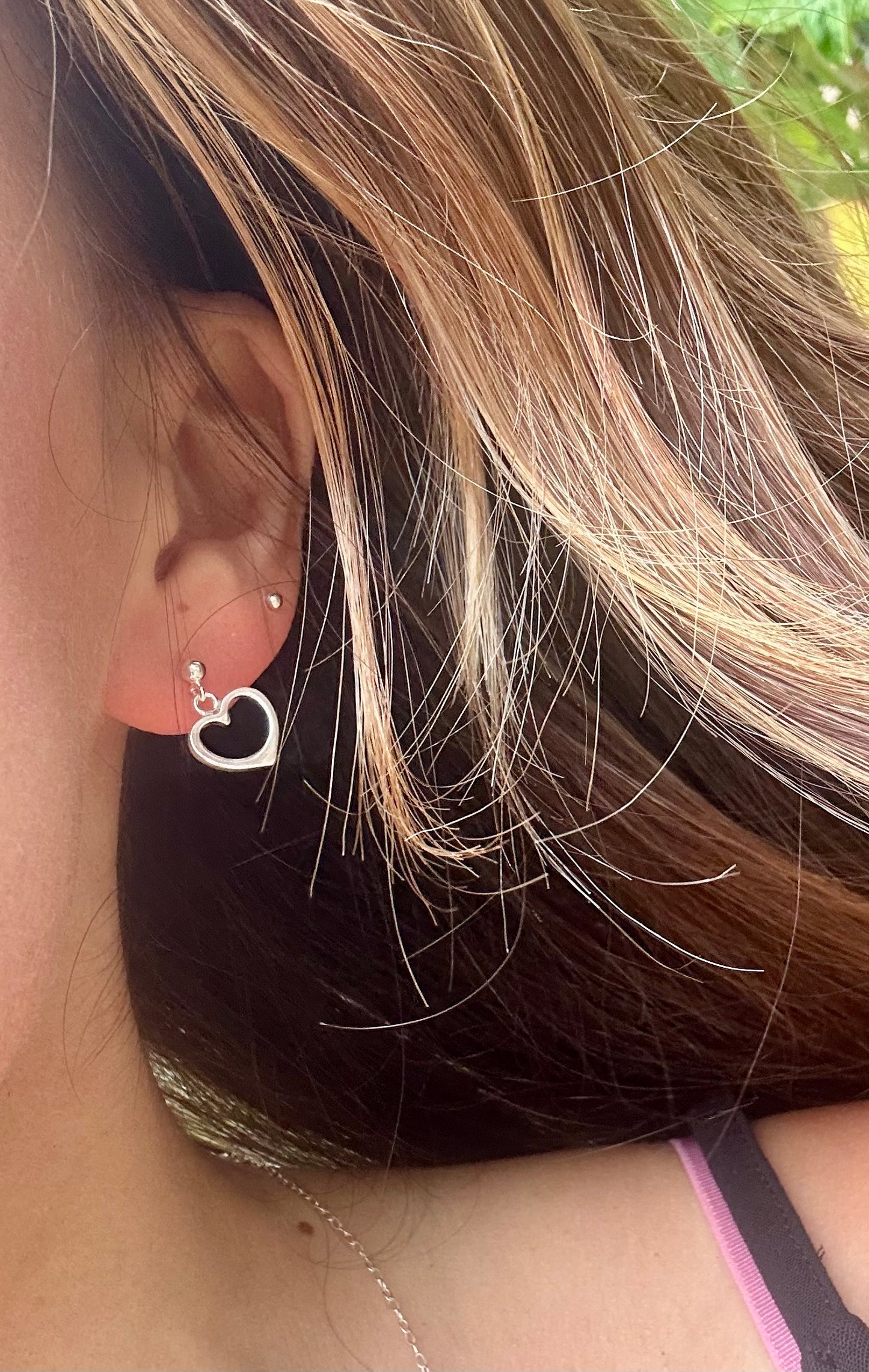 Heart drop stud earrings