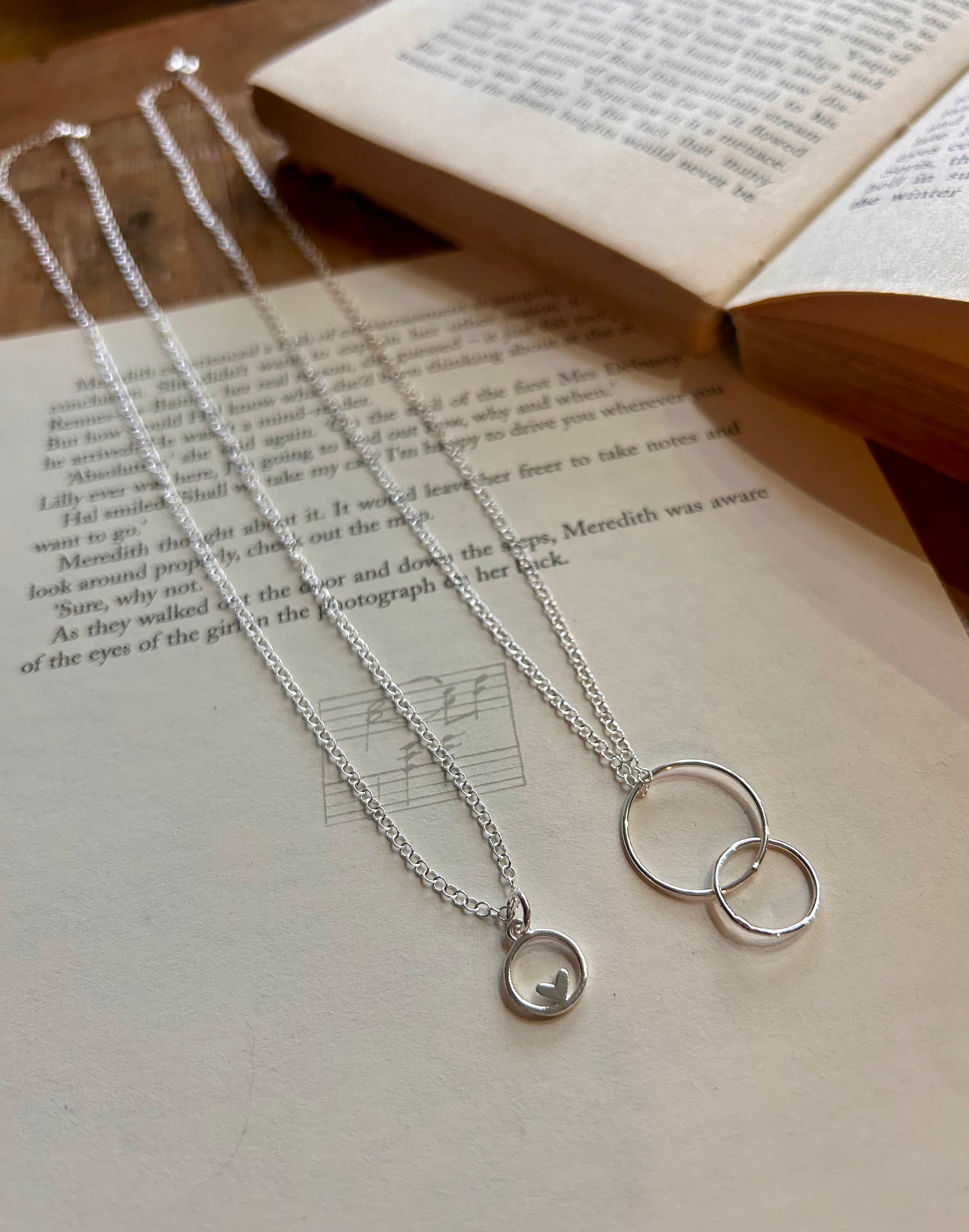 Double circle necklace sterling silver