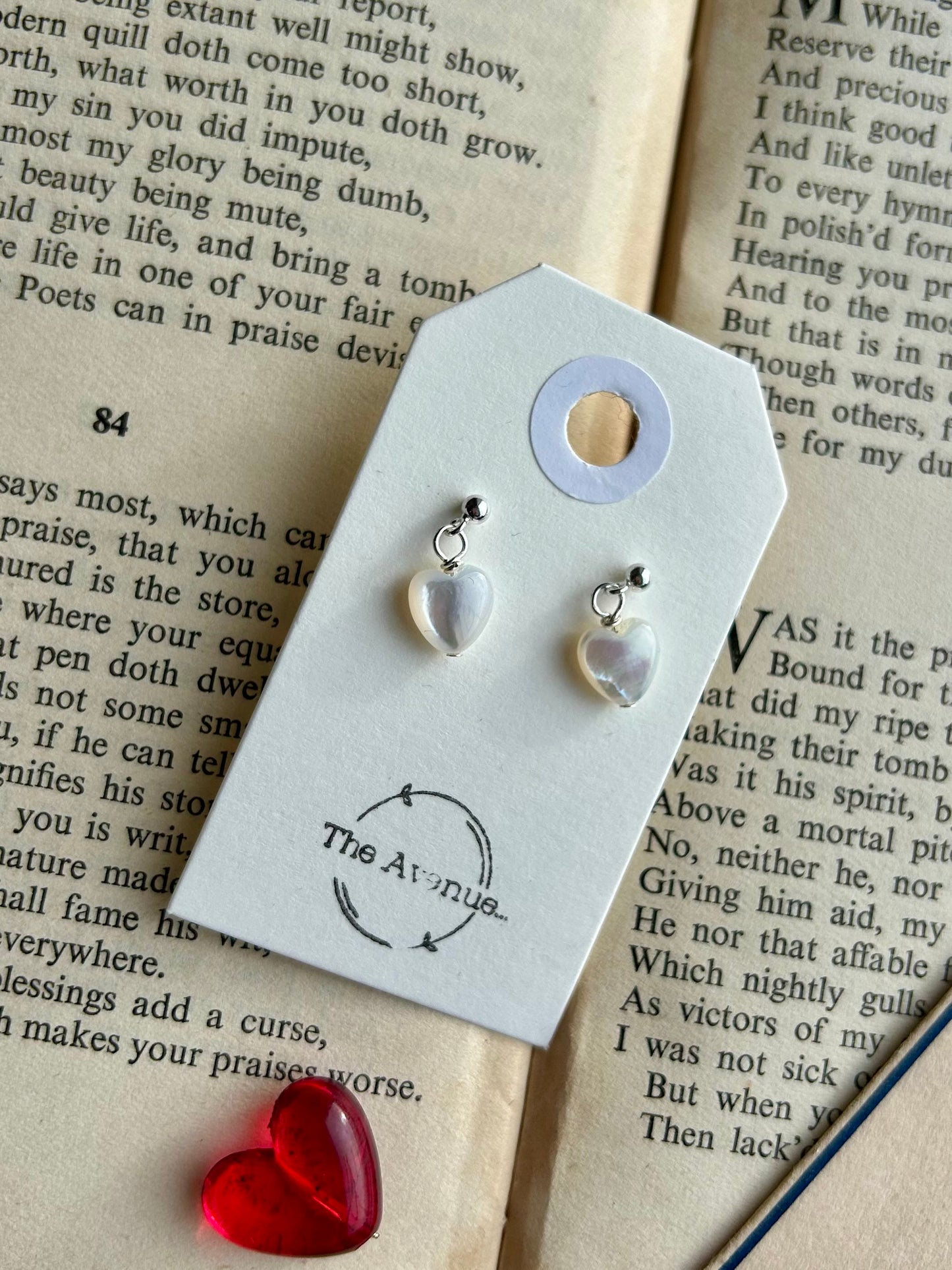 Mother of Pearl Heart Stud Earrings – Sterling Silver
