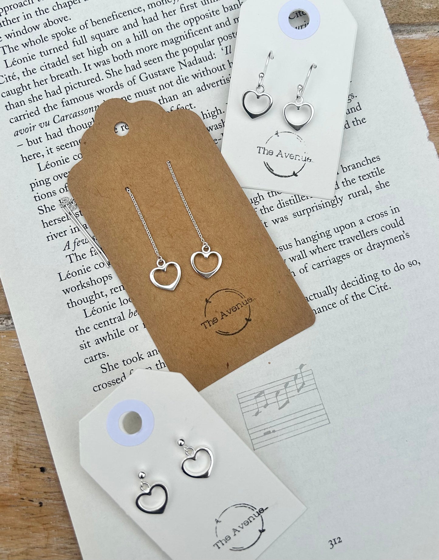 Heart drop hook earrings