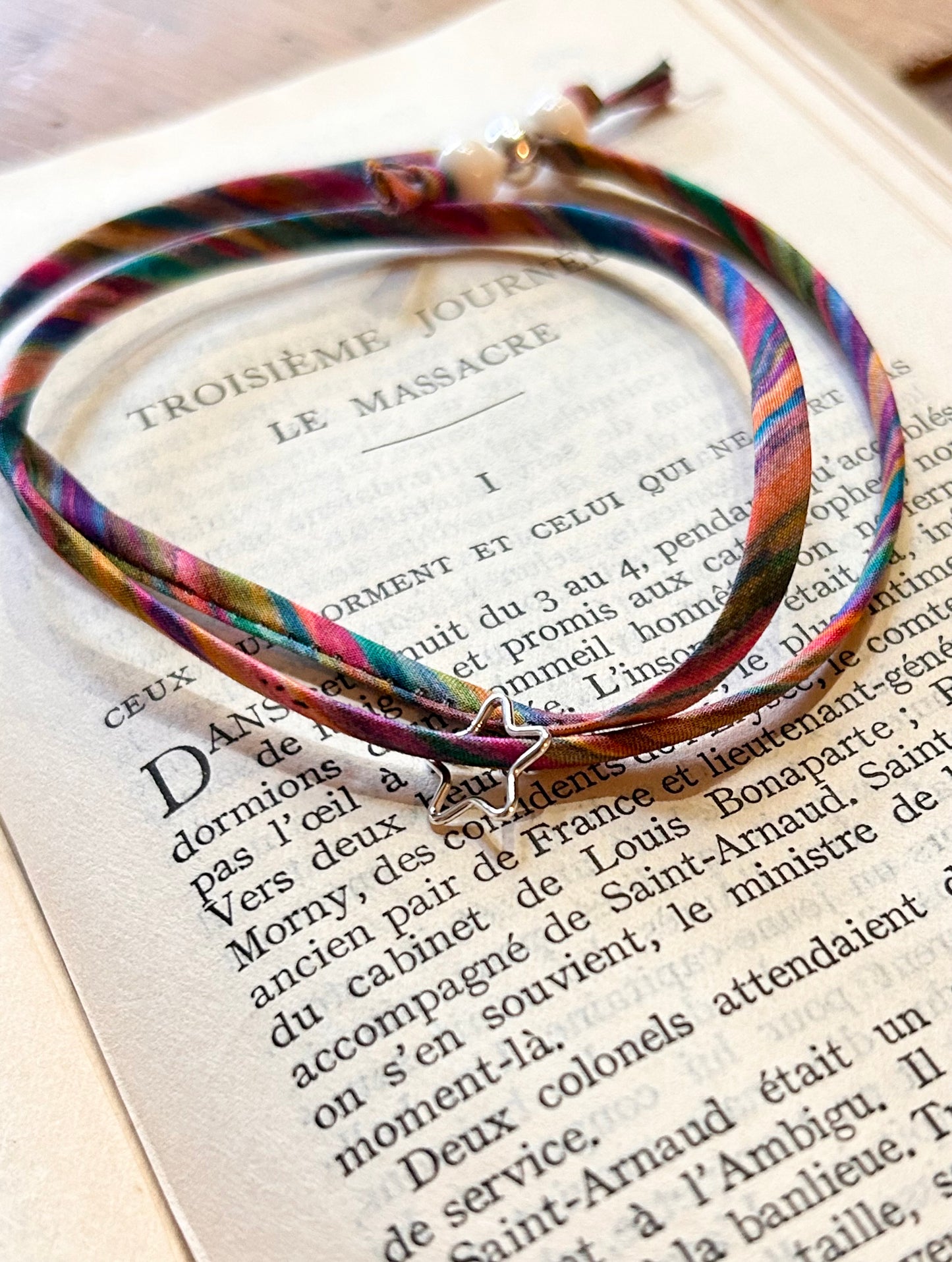 Fabric bracelet…Liberty of London multi stripe (open star) Art