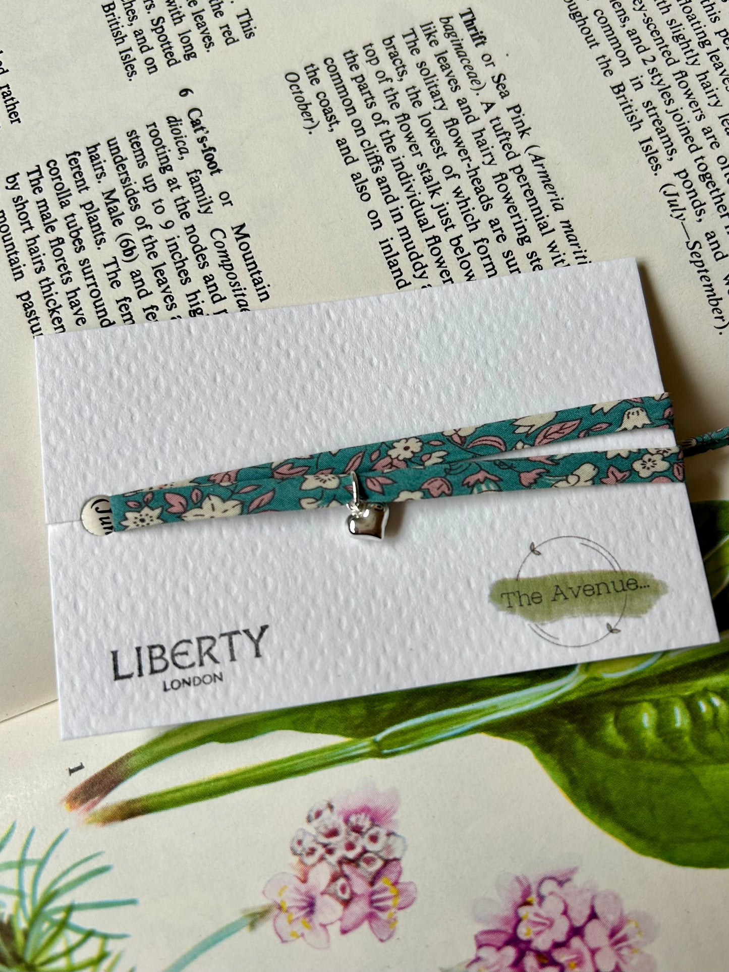 Liberty of London Daisy Daisy Fabric Bracelet – Sterling Silver solid heart charm