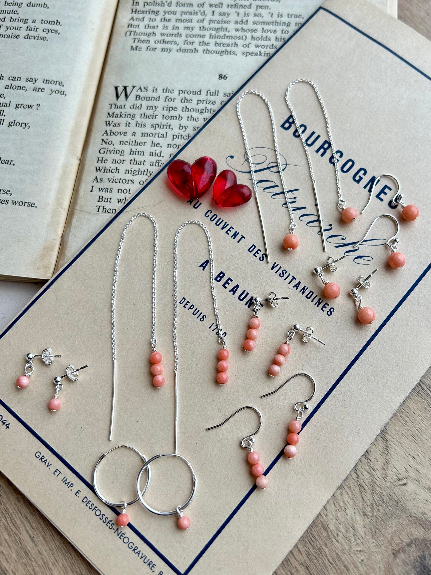 Pink Bamboo Coral sleeper hoops