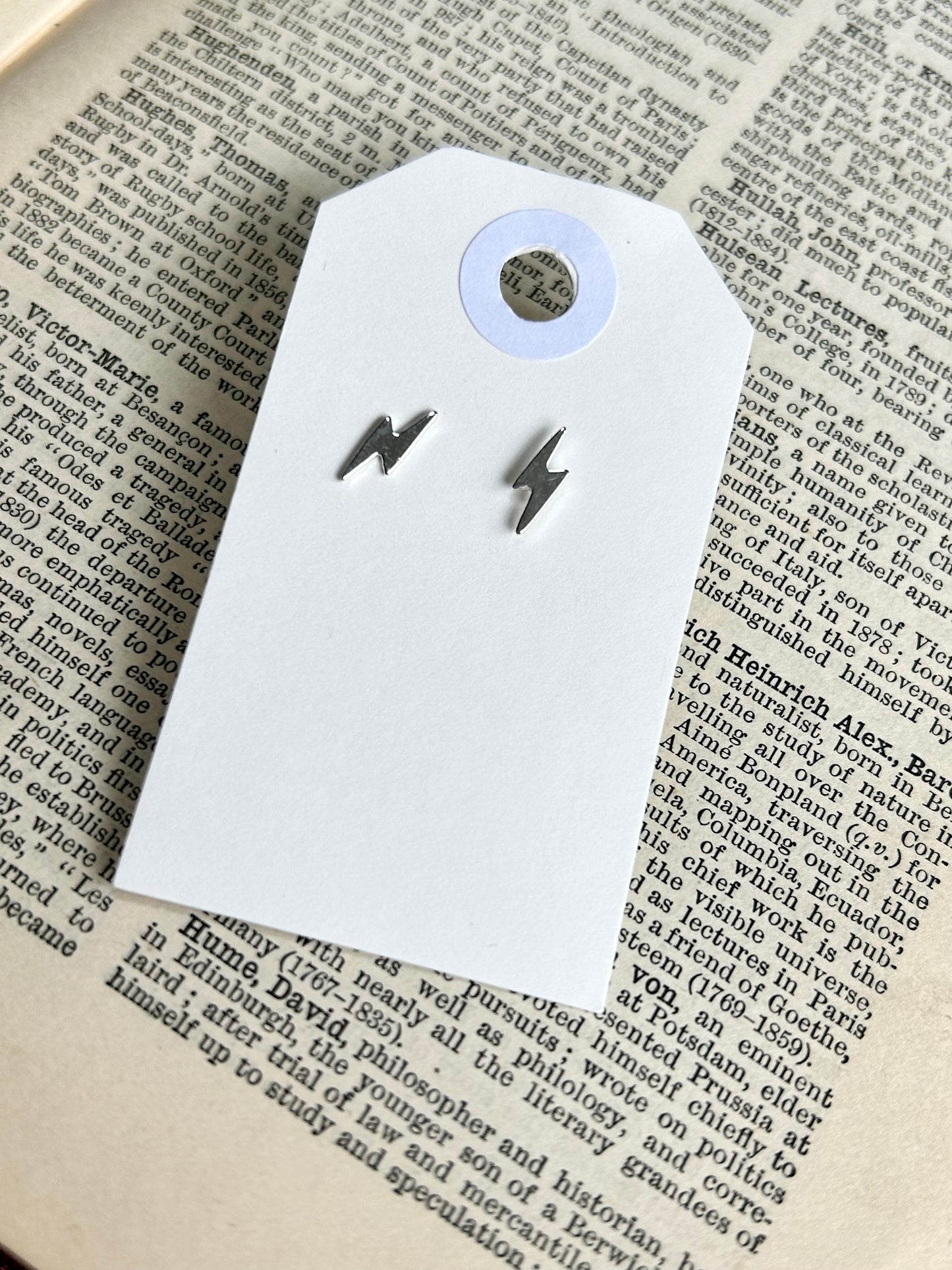 Lightning bolt silver stud earrings