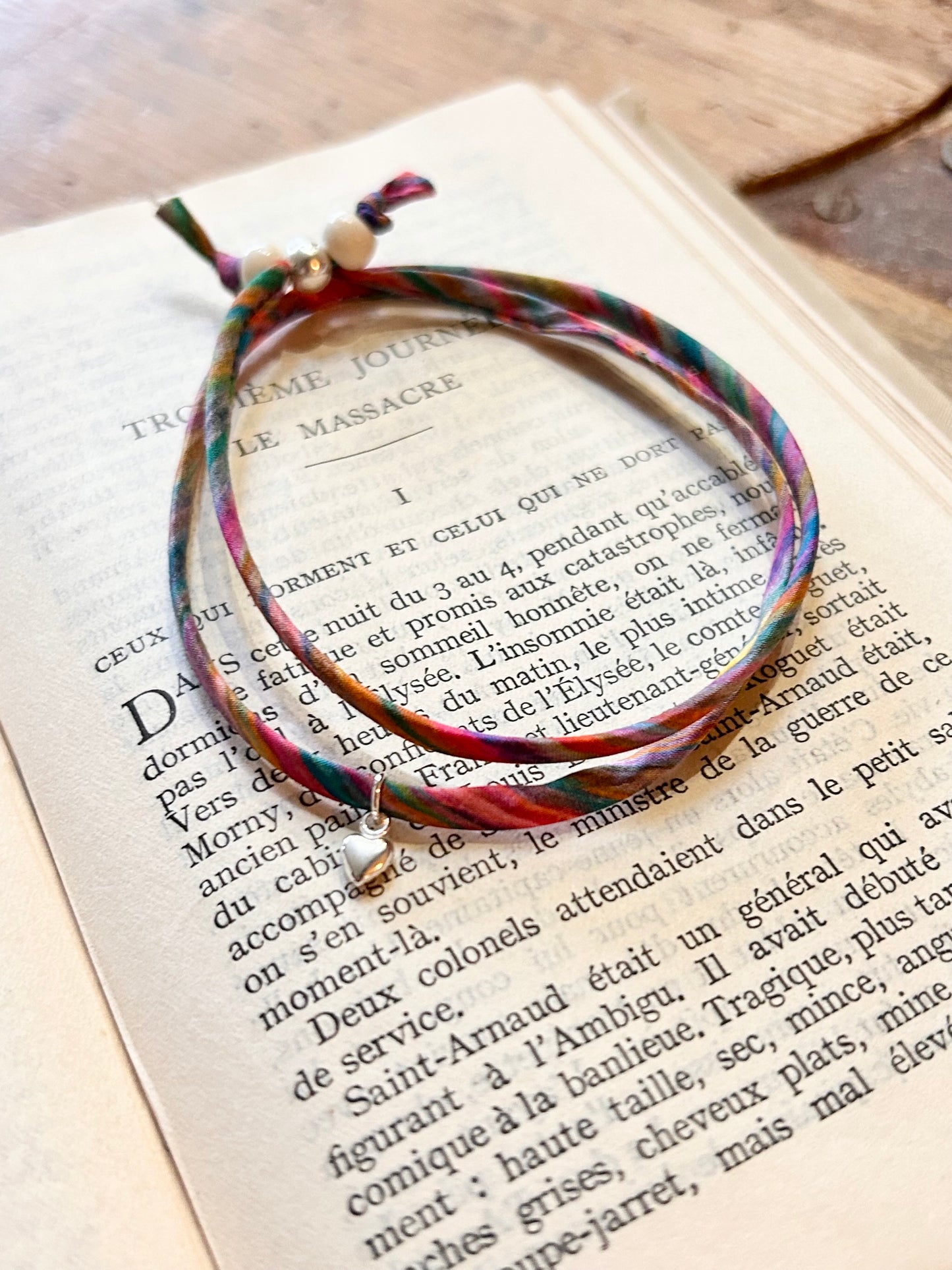Fabric bracelet…Liberty of London multi stripe (solid heart) Art