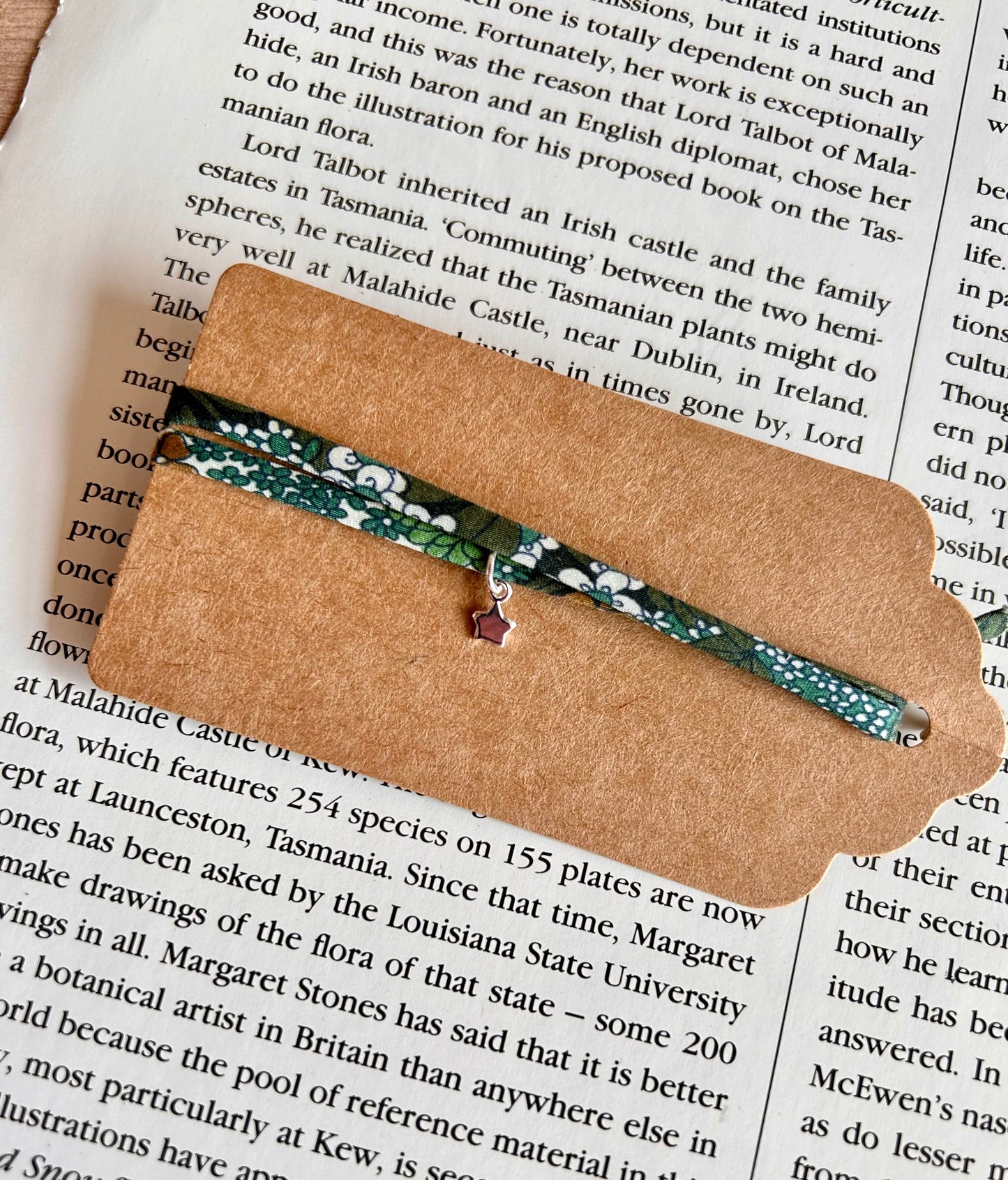 Fabric bracelet…Liberty of London (solid star) Ciara green floral.