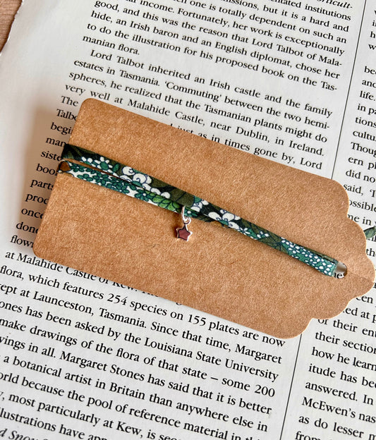 Fabric bracelet…Liberty of London (solid star) Ciara green floral.