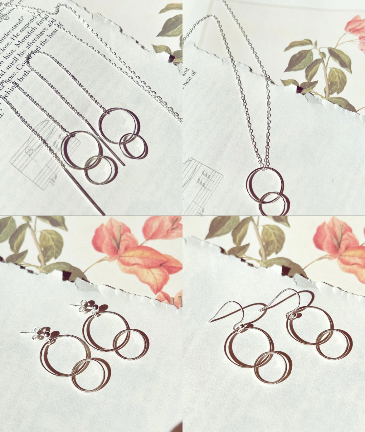 Double circle necklace sterling silver