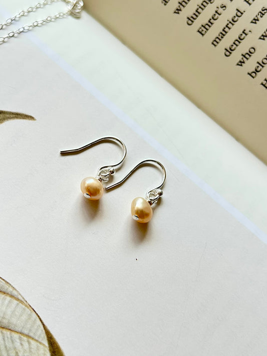 Freshwater Pearl Dangle Hook Earrings – Golden Yellow Pearl