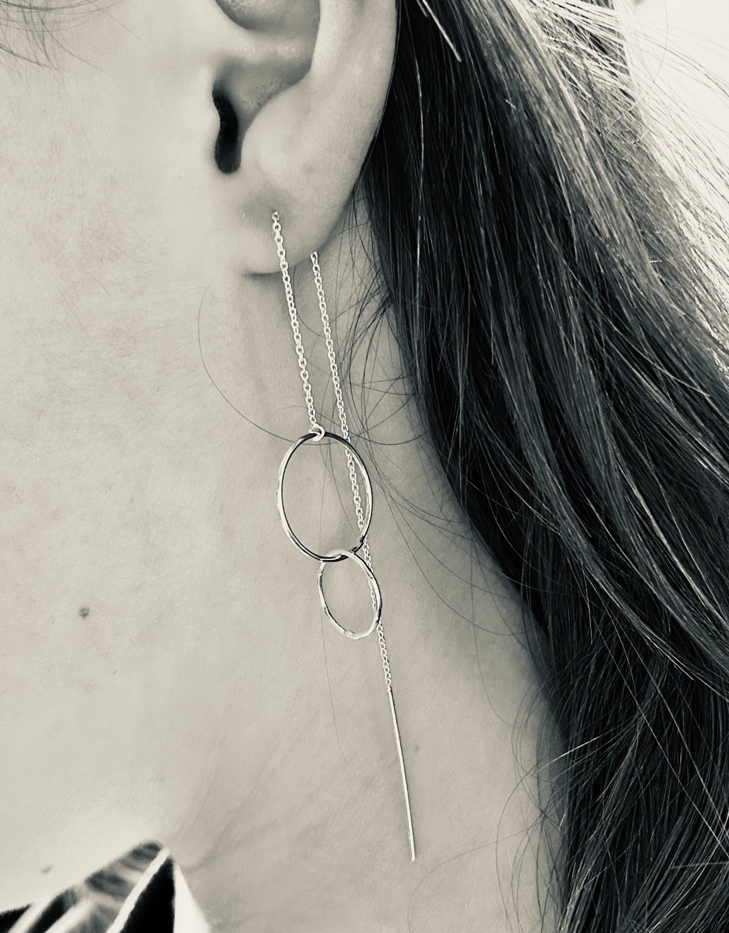 Double circle threader earrings