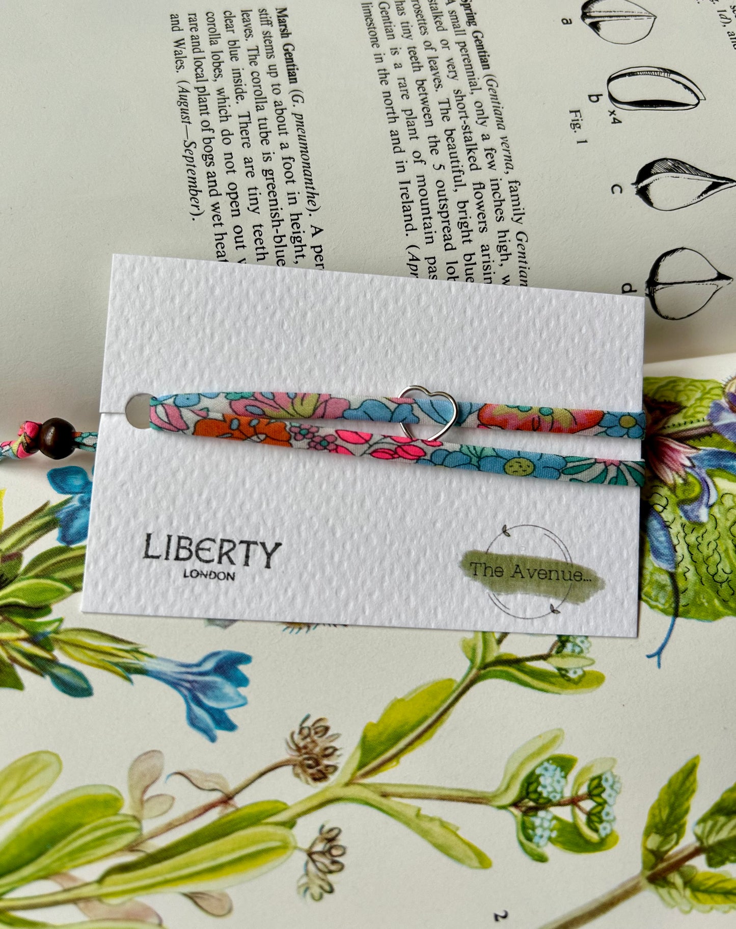 Liberty of London Margaret Annie Vahiné Fabric Bracelet – Sterling Silver open heart charm