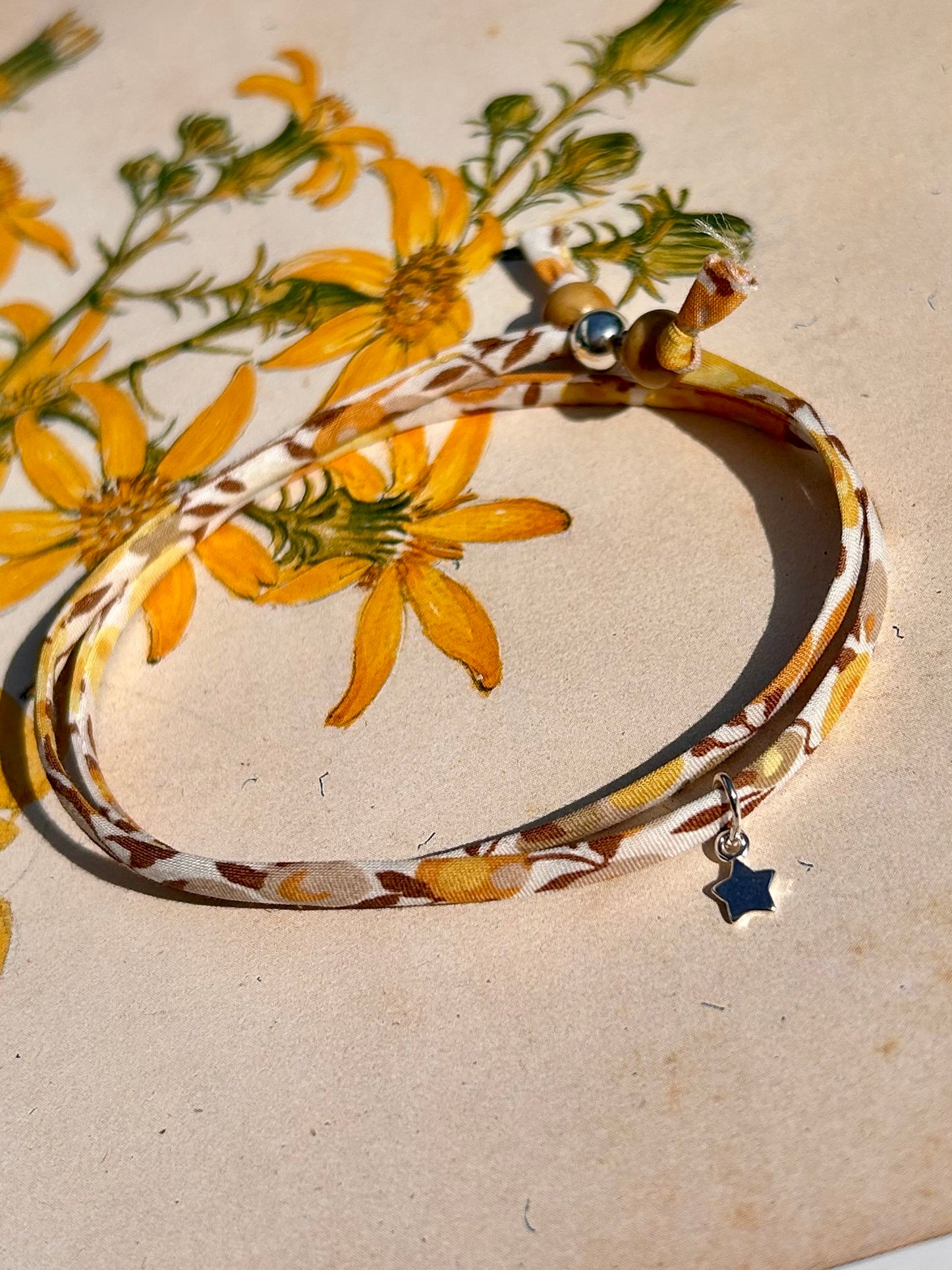 Fabric bracelet…Liberty of London Sunflower yellow (solid star)