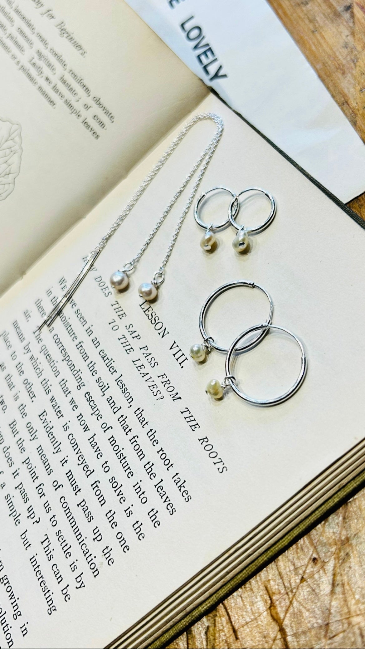 Freshwater pearl threader earrings (sterling silver)