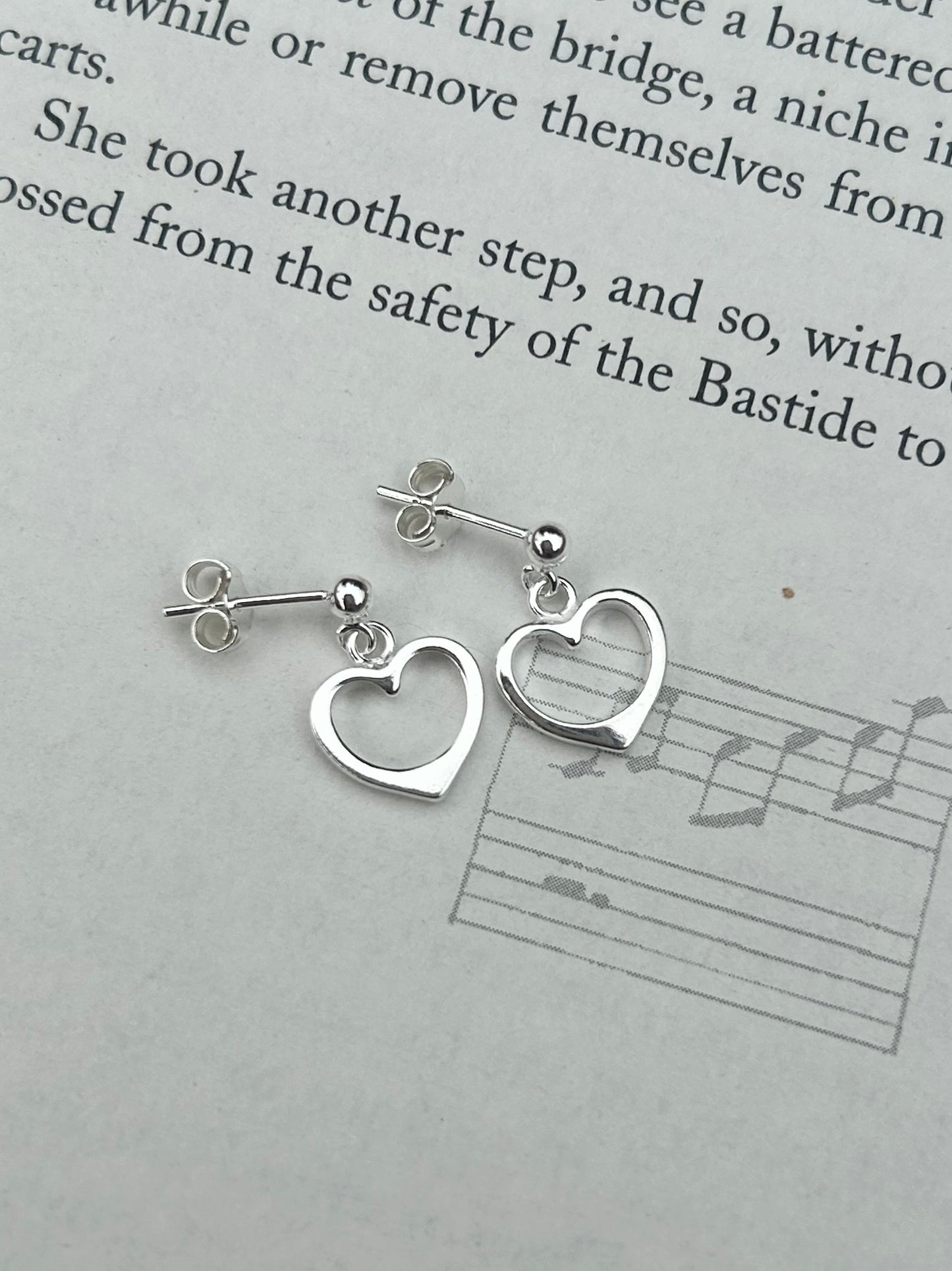 Heart drop stud earrings
