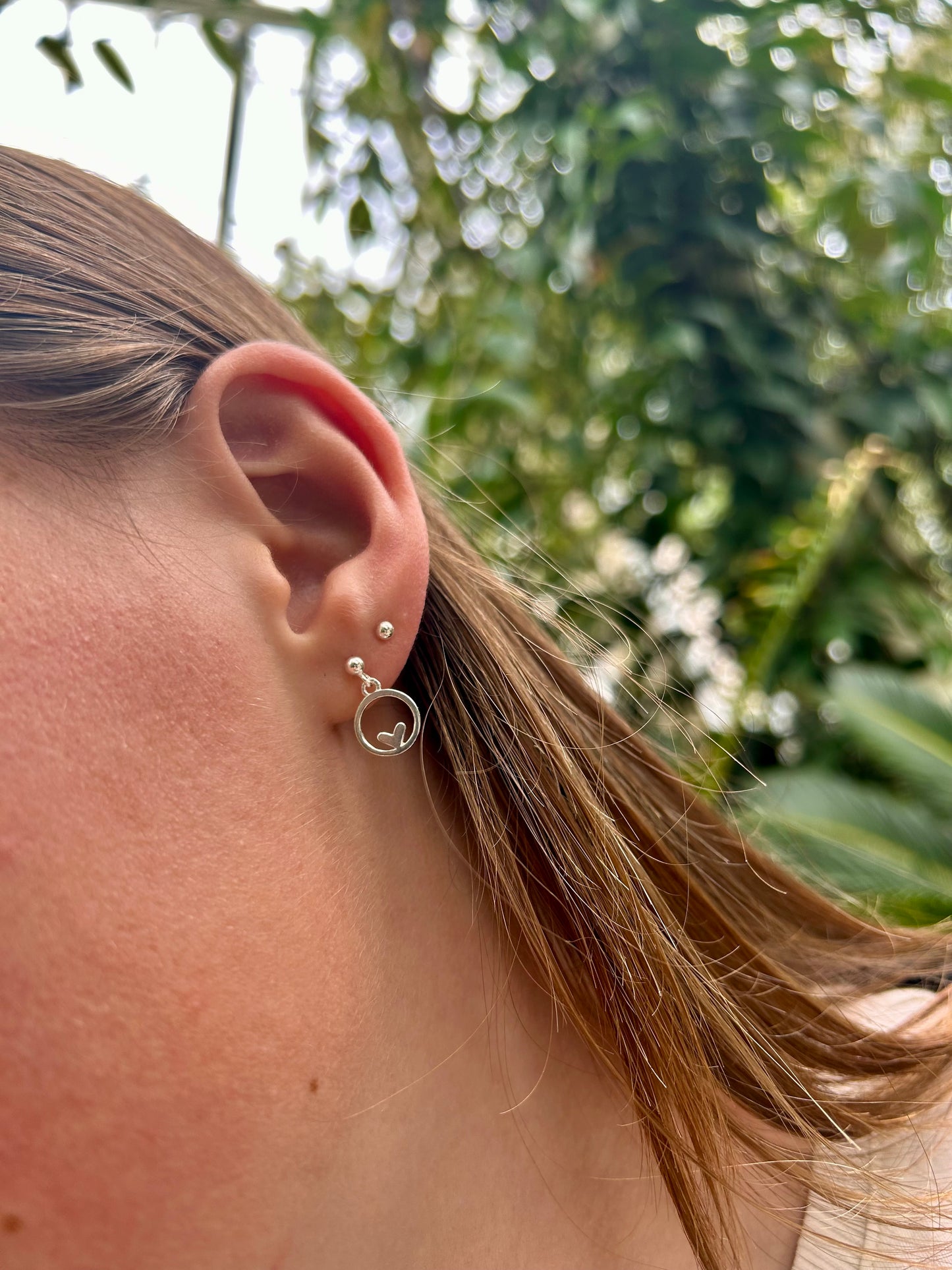 Flower dangle stud earrings