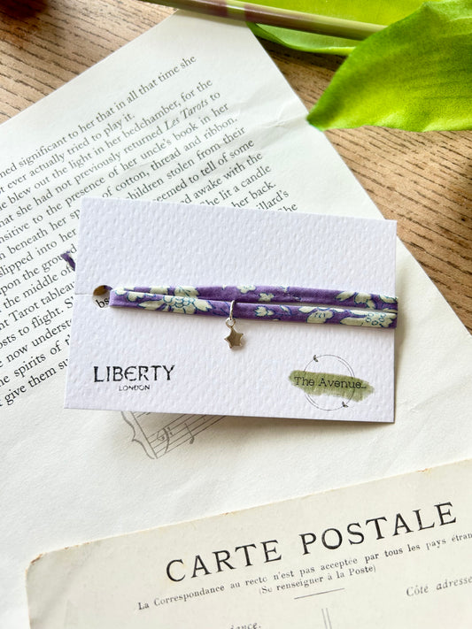 Fabric bracelet - Liberty of London Capel Lilac – Solid Star Charm