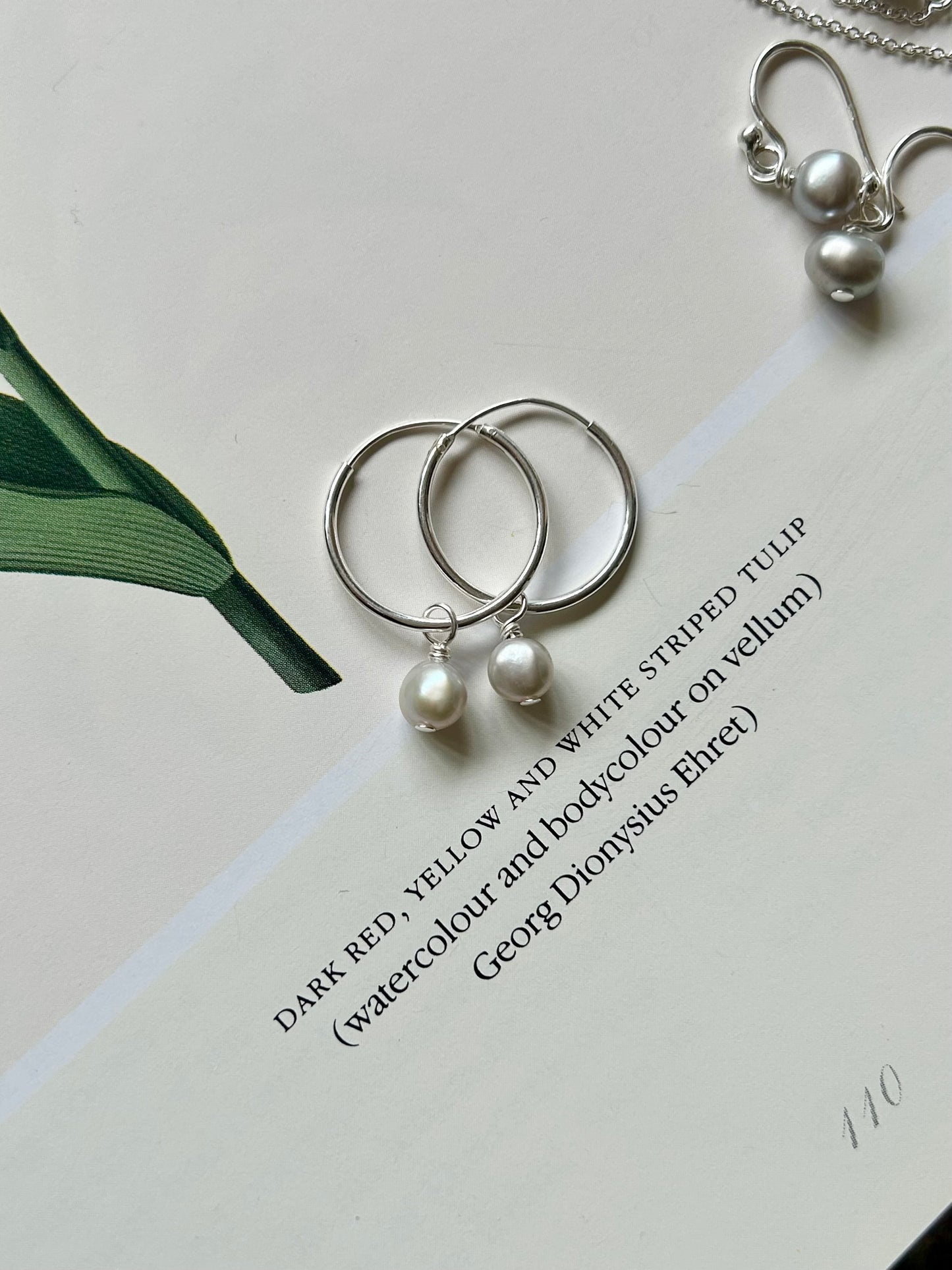 Freshwater Pearl Sleeper Hoop Earrings – Silvery Grey Pearl