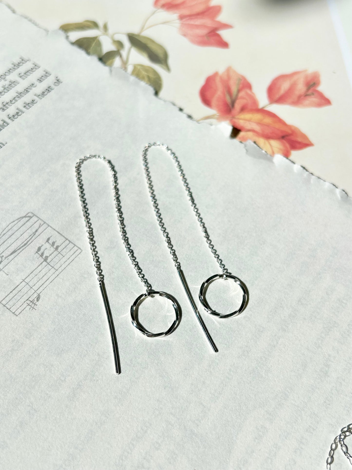 Twisted circle threader earrings