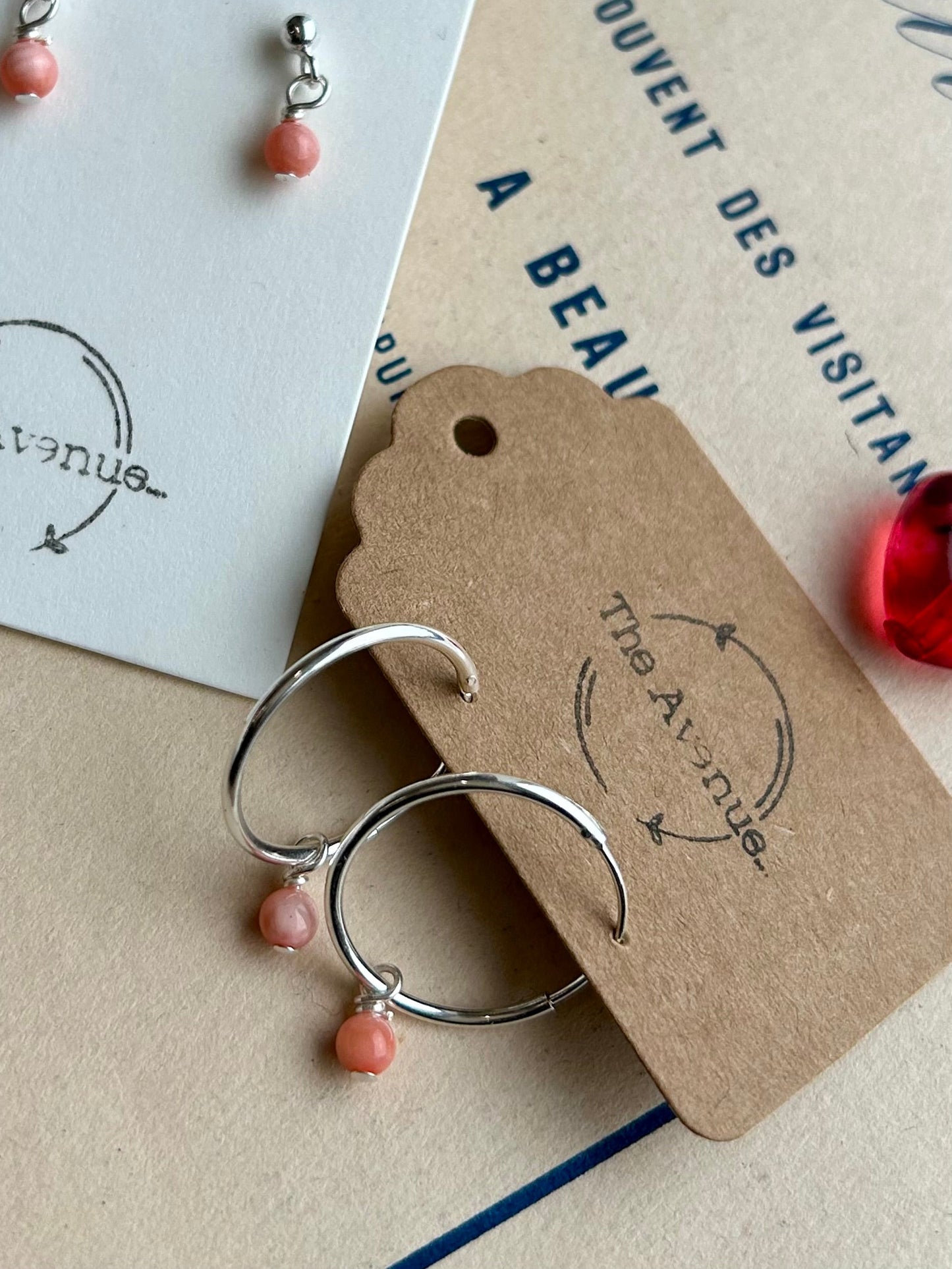 Pink Bamboo Coral sleeper hoops