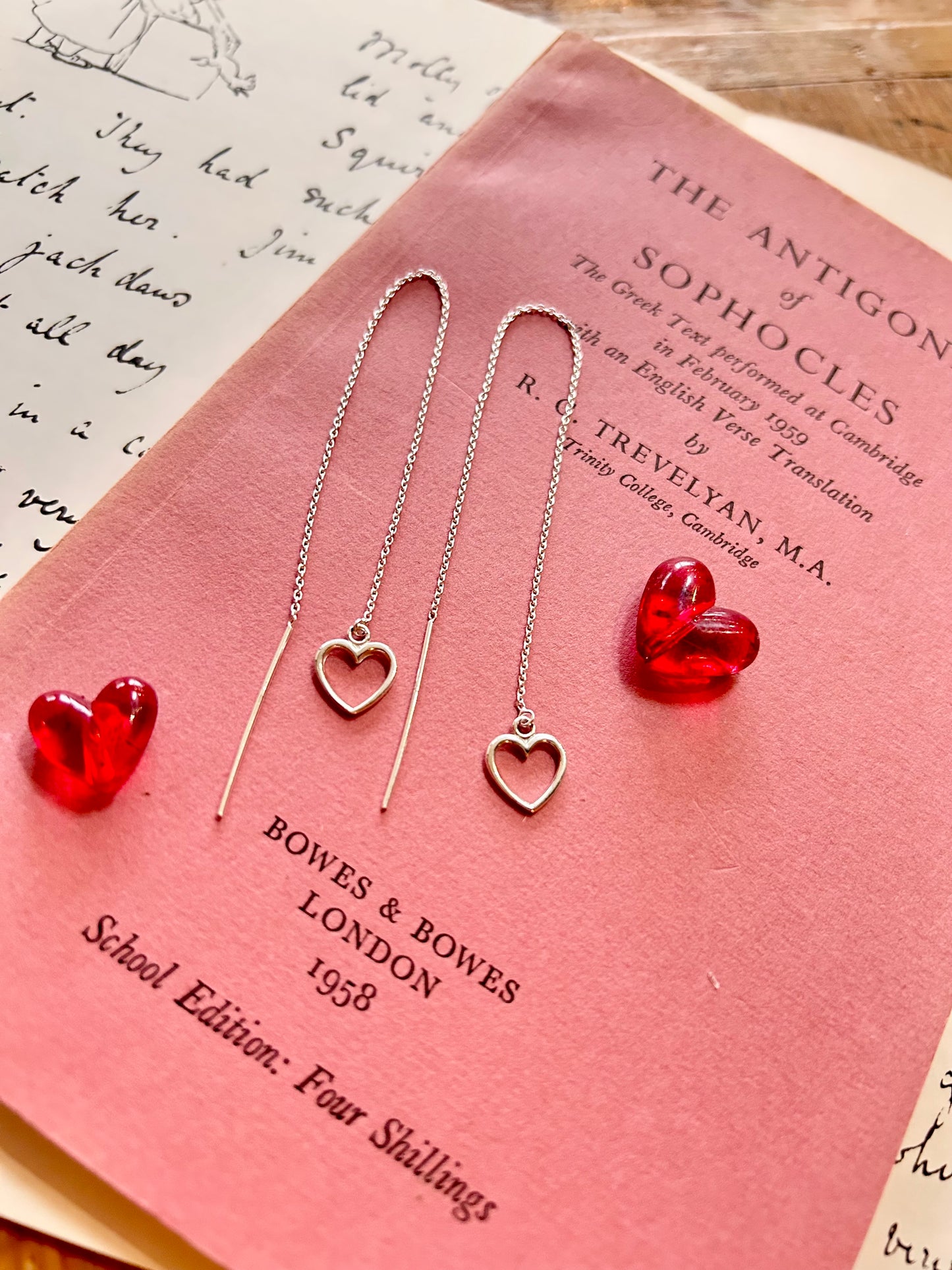 Heart threader earrings
