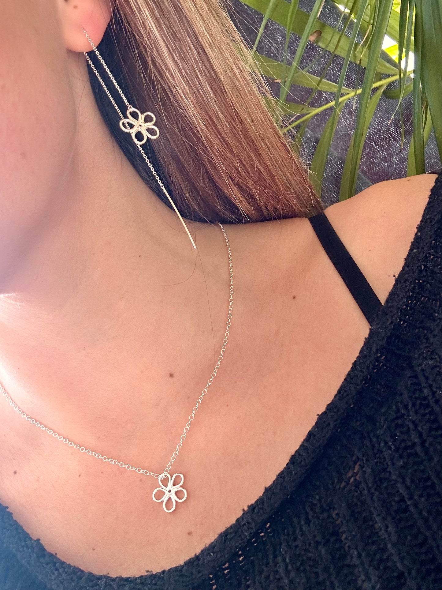 Flower necklace sterling silver