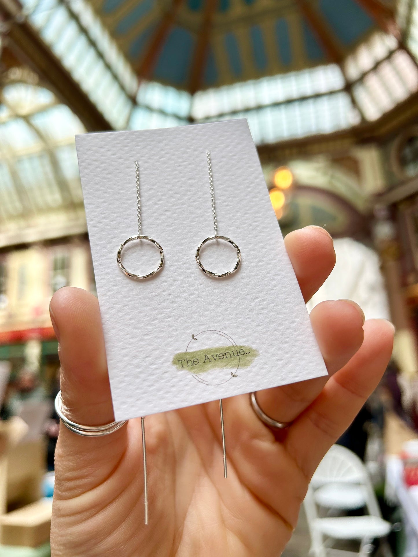 Twisted circle threader earrings