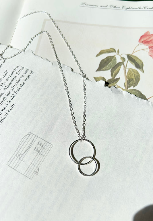 Double circle necklace sterling silver