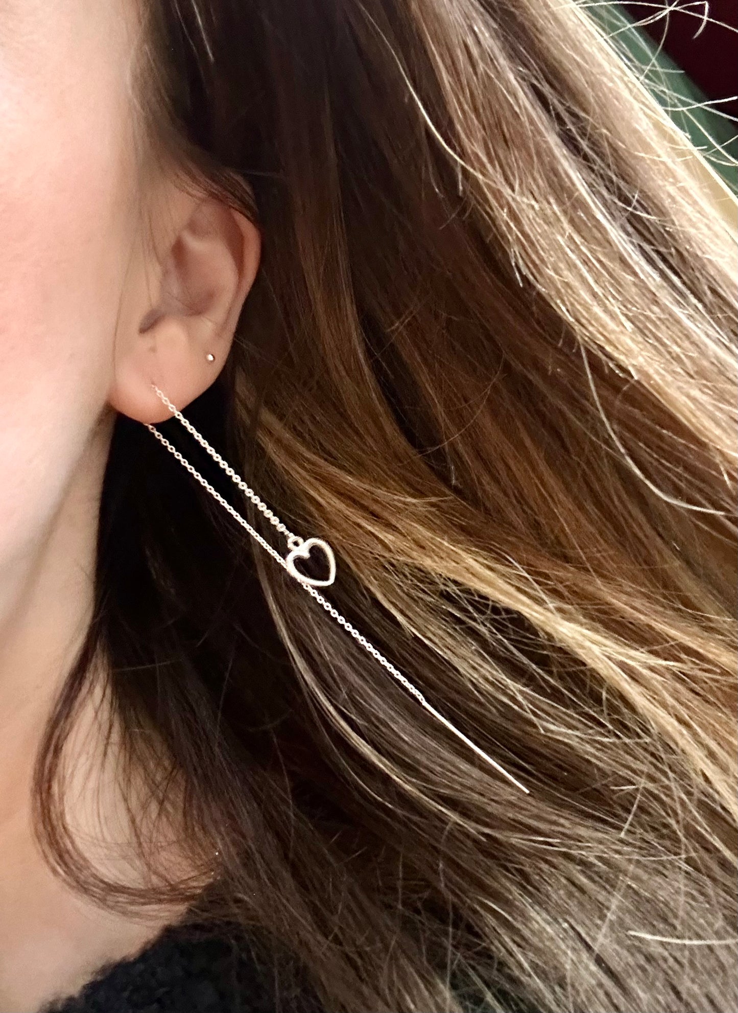 Heart threader earrings