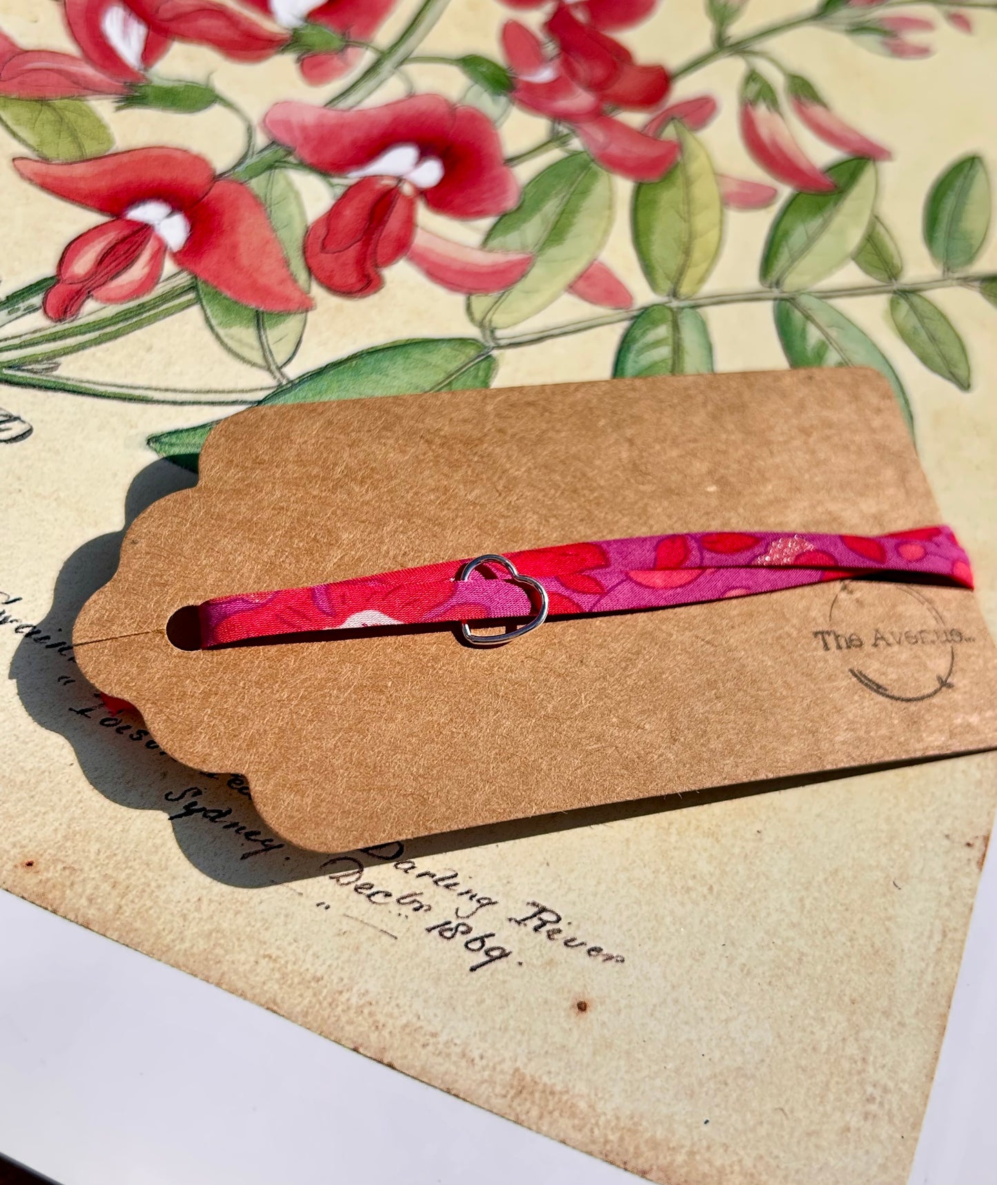 Fabric bracelet…Liberty of London Betsy candy pink (open heart)