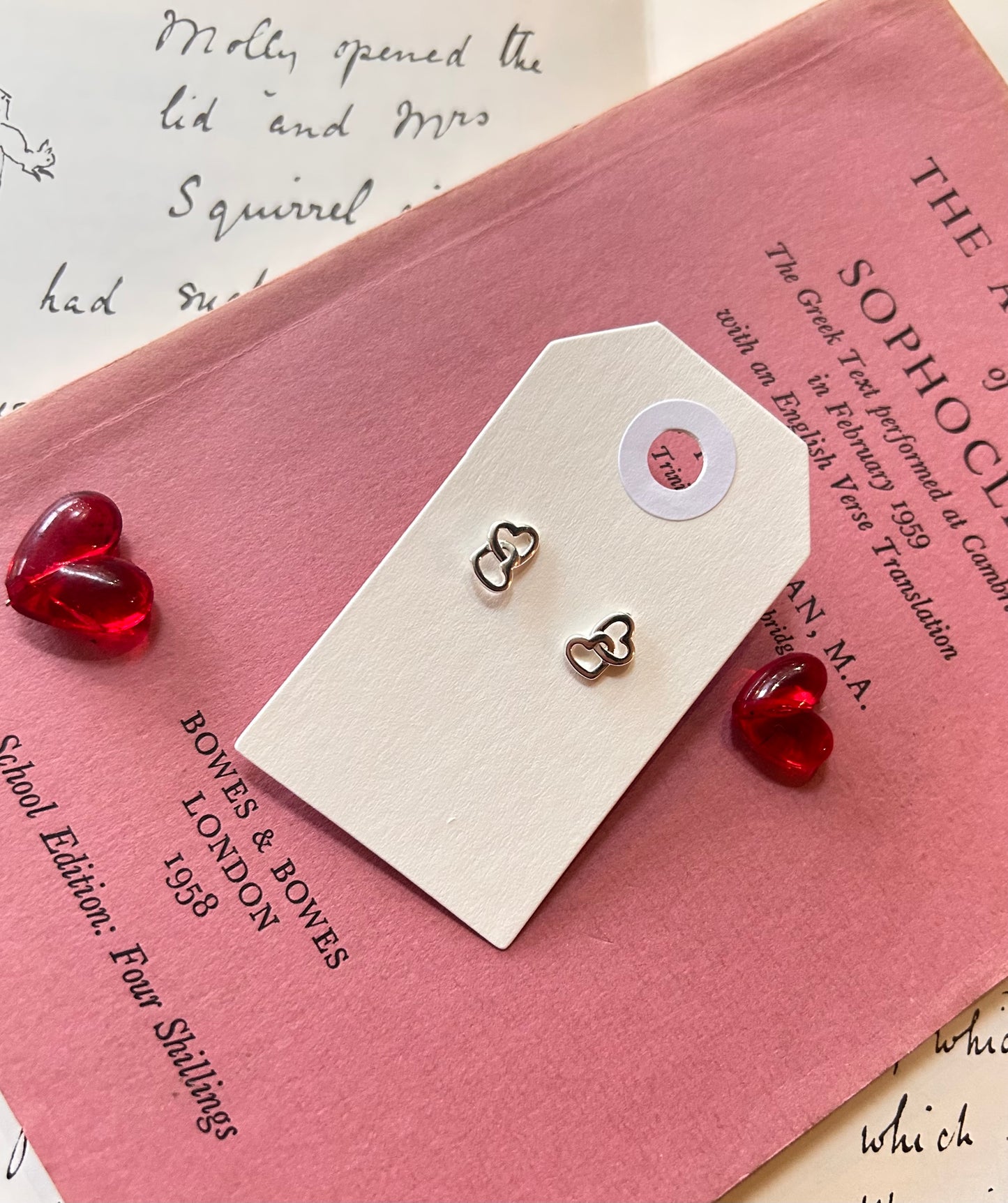 Double heart stud earrings
