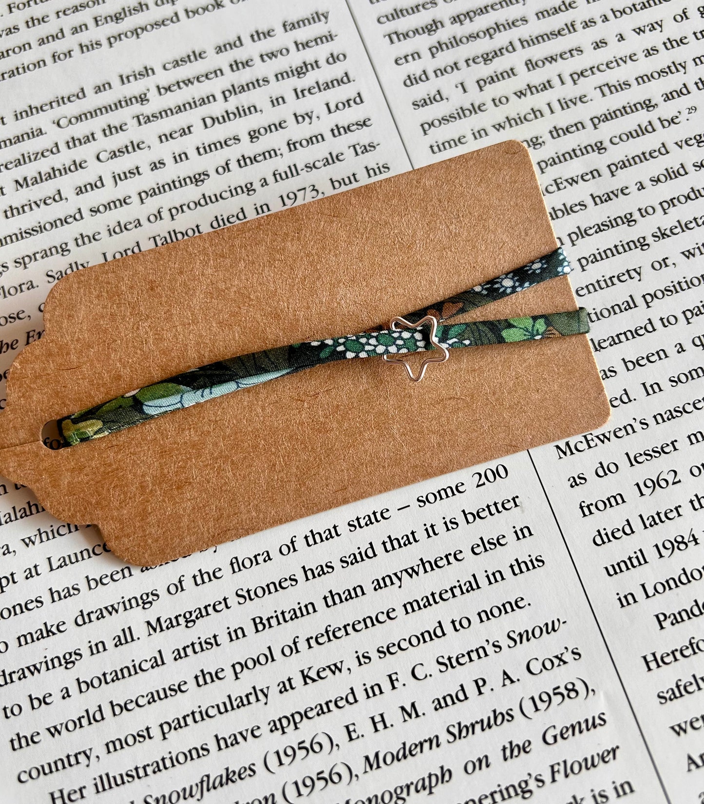 Fabric bracelet…Liberty of London (open star) Ciara green floral.